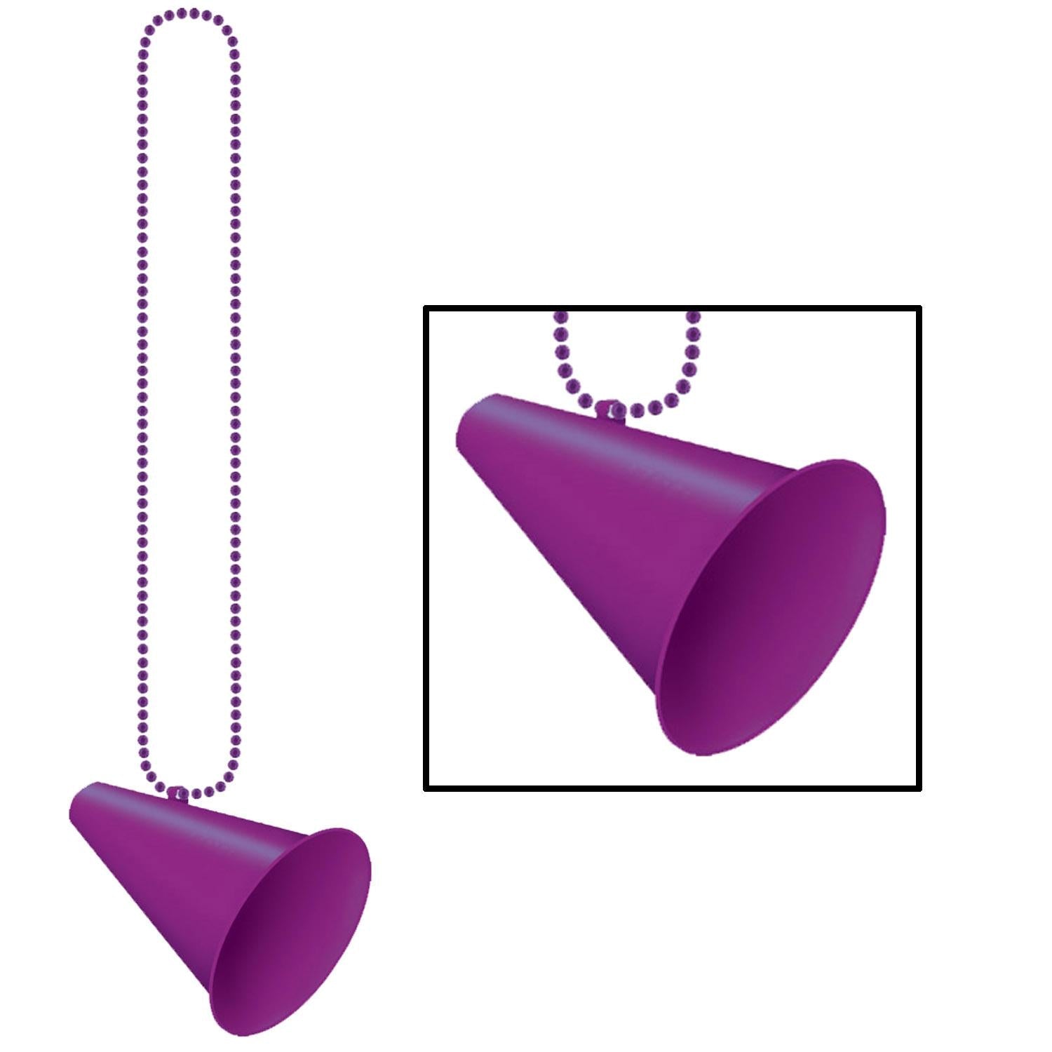 12 Pack Beistle Bead Necklaces with Megaphone Medallion - Fun Party Favors for Mardi Gras, Birthday Celebrations & Costume Accessories