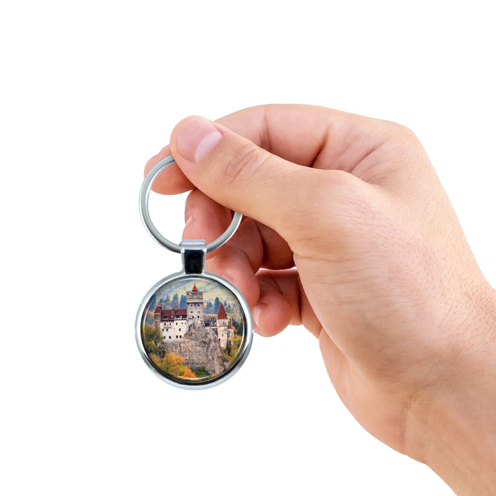Bran Castle Romania Keychain - Epoxy Dome & Metal Keyring Souvenir - Perfect for Travel Gifts, Keychains Collection, and Romania Memorabilia