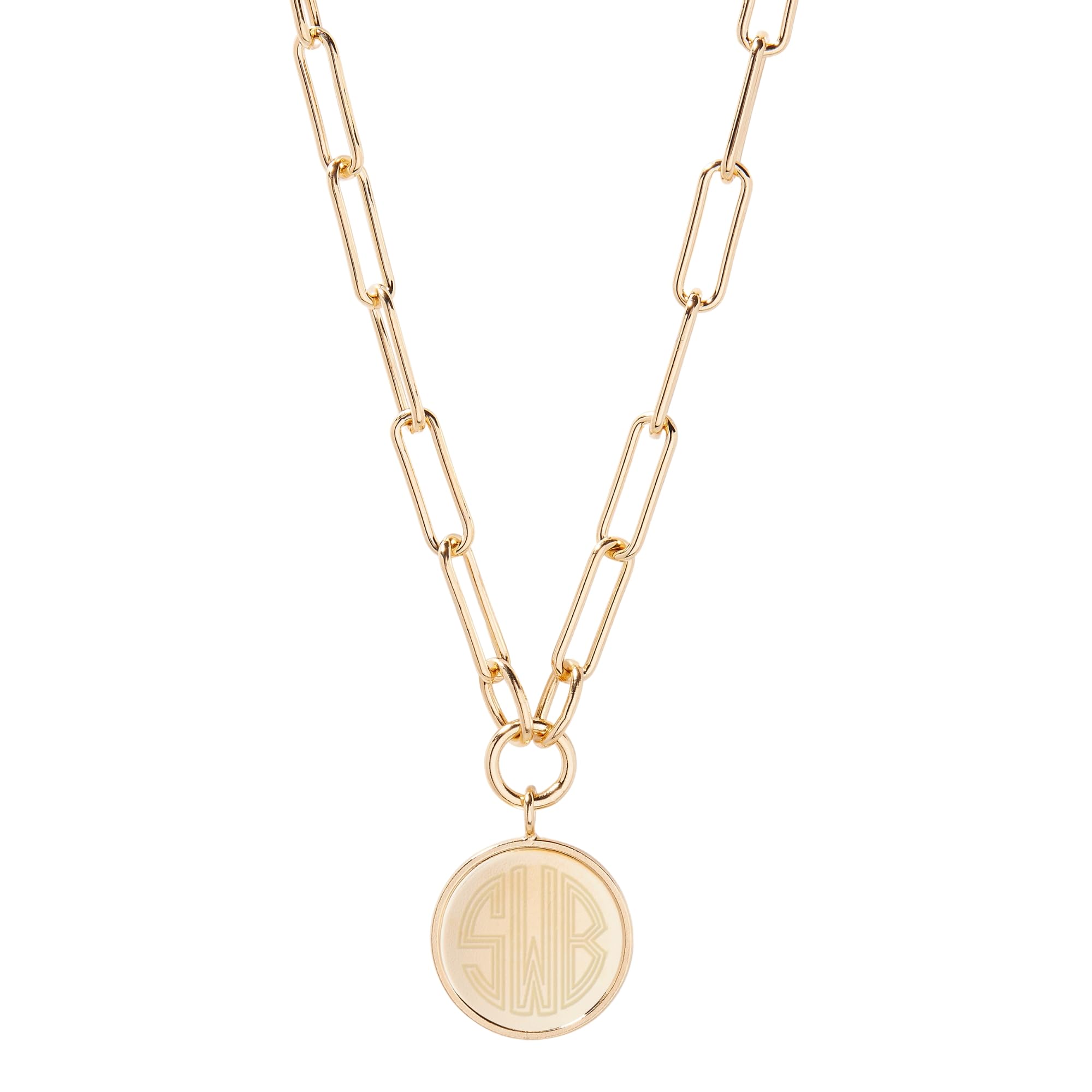 Personalized Callie Pendant Necklace - Custom Engraved Initial or Monogram - 14K Gold Plated Hypoallergenic Brass Jewelry - Dainty Paperclip Chain Necklace for Women - Perfect Gift for Mom, Wife, or Girlfriend - Elegant Everyday Wear for Work, Date Night & Special Occasions