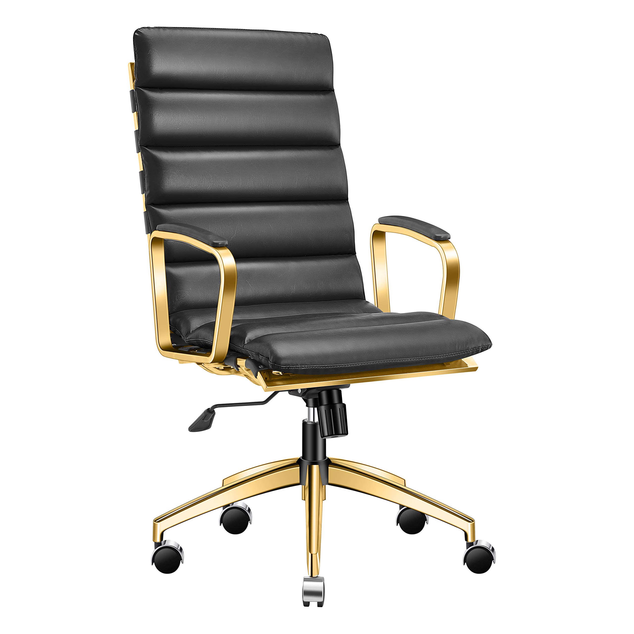 Ergonomic High Back Office Chair with Removable Cover & Lumbar Support - Black Executive Leather Desk Chair for Home & Office Workspaces