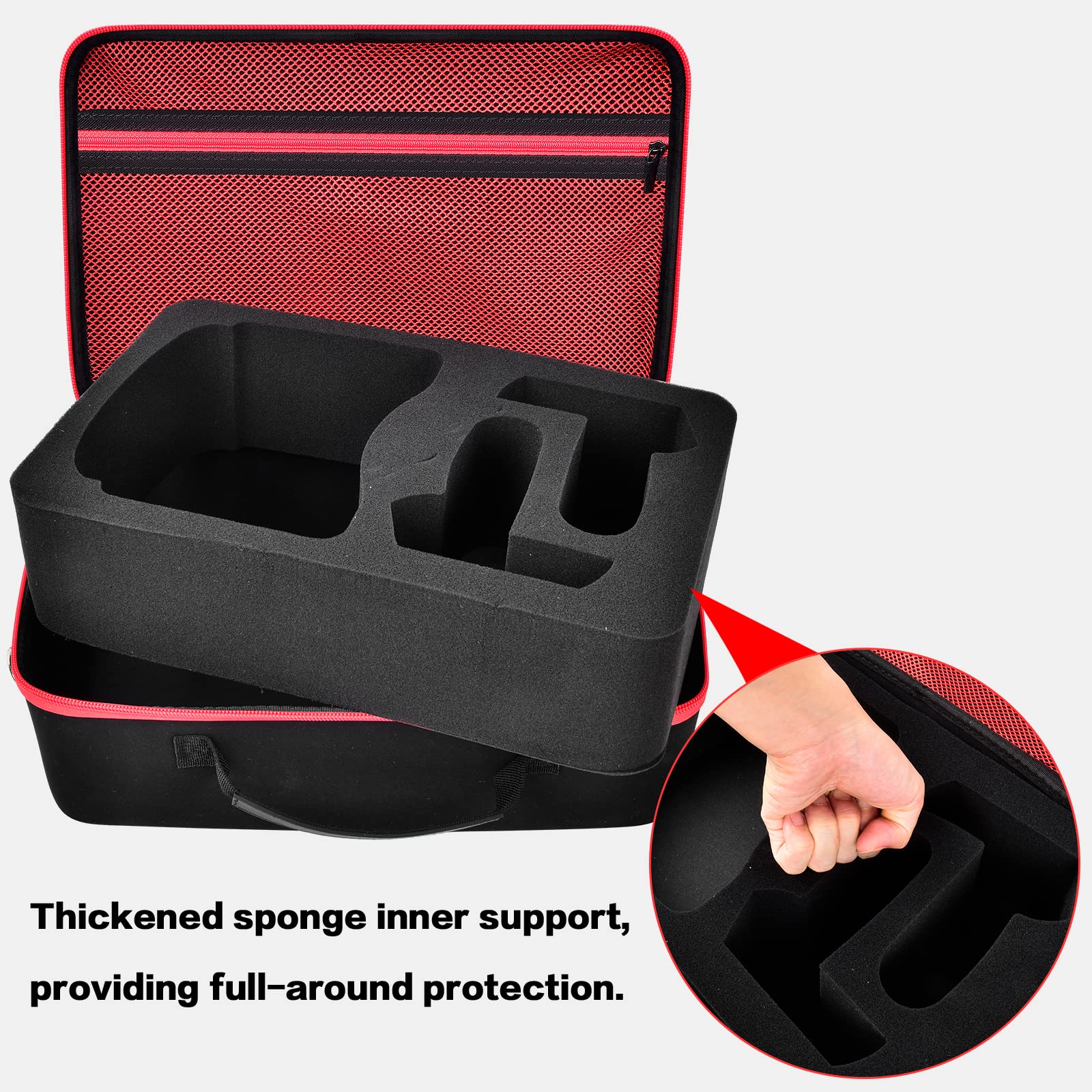 Meta Quest 3/3S & Oculus Quest 2 VR Headset Travel Case - Protective Hard Shell Storage Bag with Silicone Face Cover, Lens Protector & Accessories (Red Zipper) - Perfect for Gaming, Travel & VR Equipment Protection