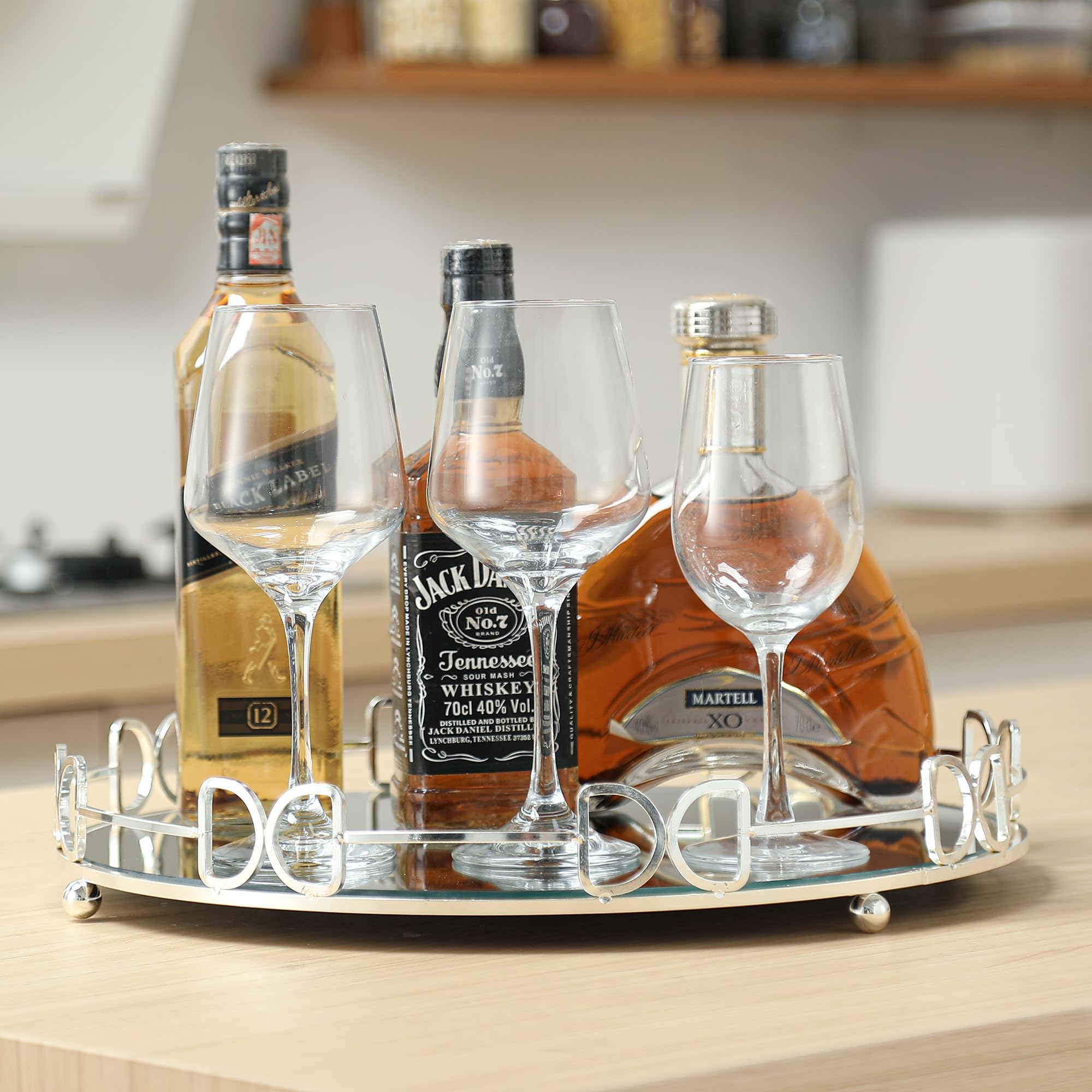 Extra Large Silver Glass Vanity Tray (15.75x15.75x2.52 Inches) - Elegant Perfume Organizer for Dresser, Jewelry Display & Bathroom Decor - Perfect for Vanity Table, Bedroom Decor & Gift Giving