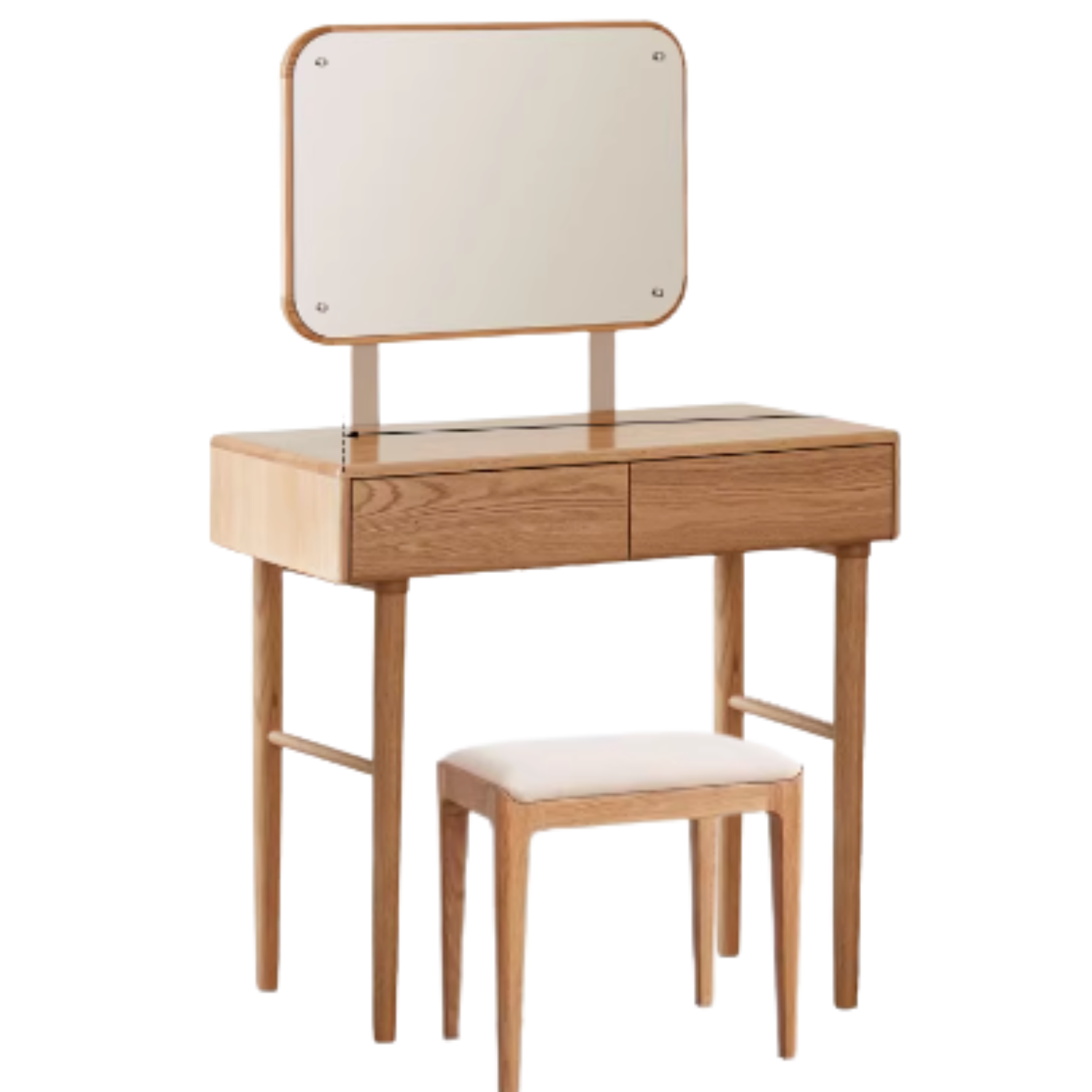 Modern Oak Solid Wood Retractable Dressing Table - Space-Saving Vanity for Bedroom, Bathroom & Small Apartments