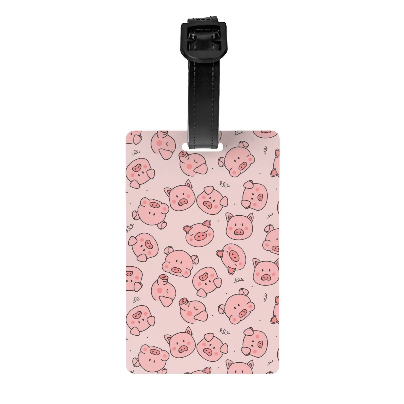 Pink Pig PVC Luggage Tag with ID Card Holder - Durable Suitcase Baggage Label for Travel, Men & Women (1 Pack) - Perfect for Airports, Cruises & Business Trips