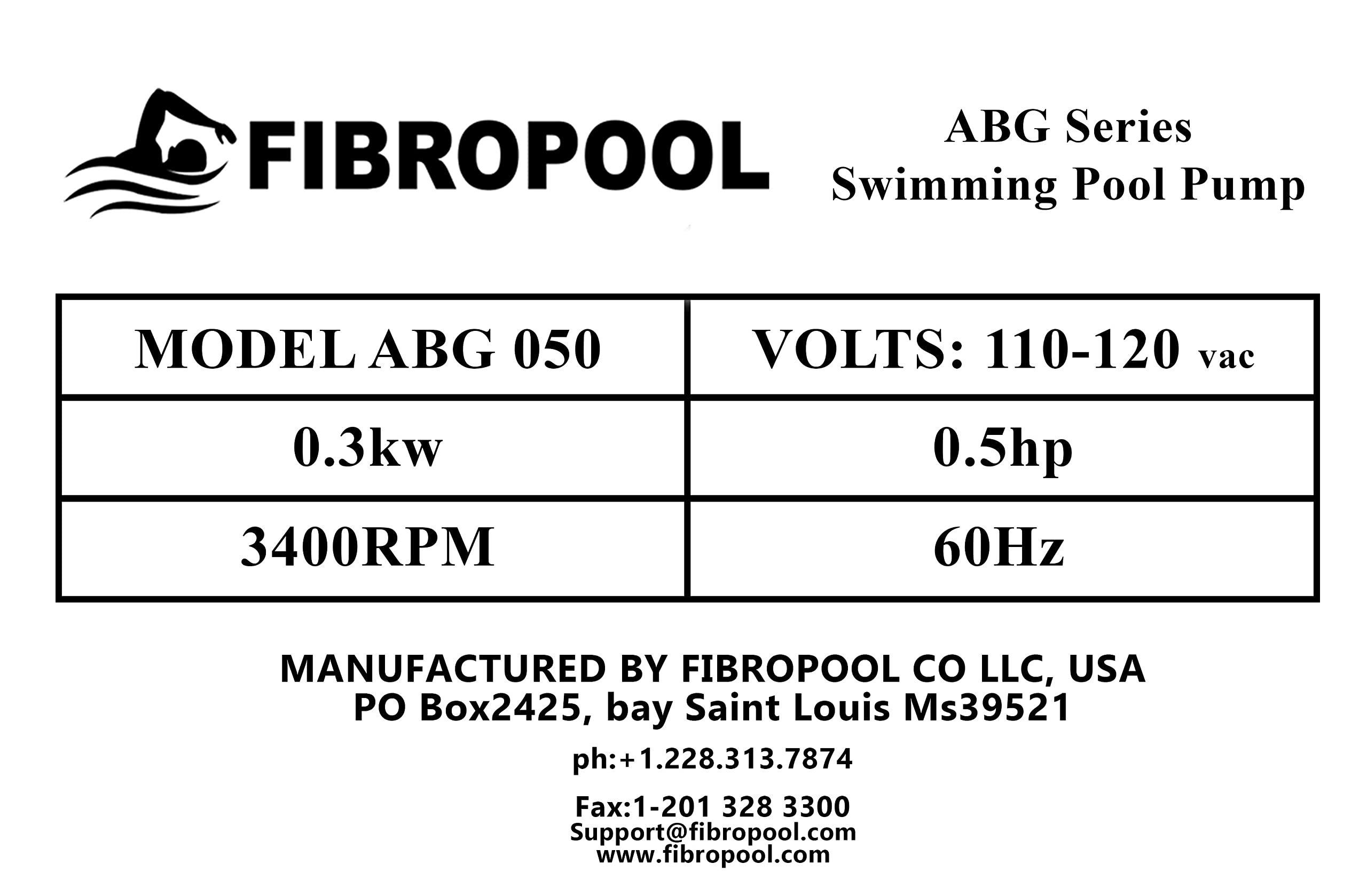 FibroPool 0.5HP Swimming Pool Pump for Above Ground Pools - Energy Efficient 1/2 HP Single Speed Motor with Clear Top Lid - USA Designed & Assembled - Includes Hose Adapters - Perfect for Backyard, Inground & Small Pools - ABG050