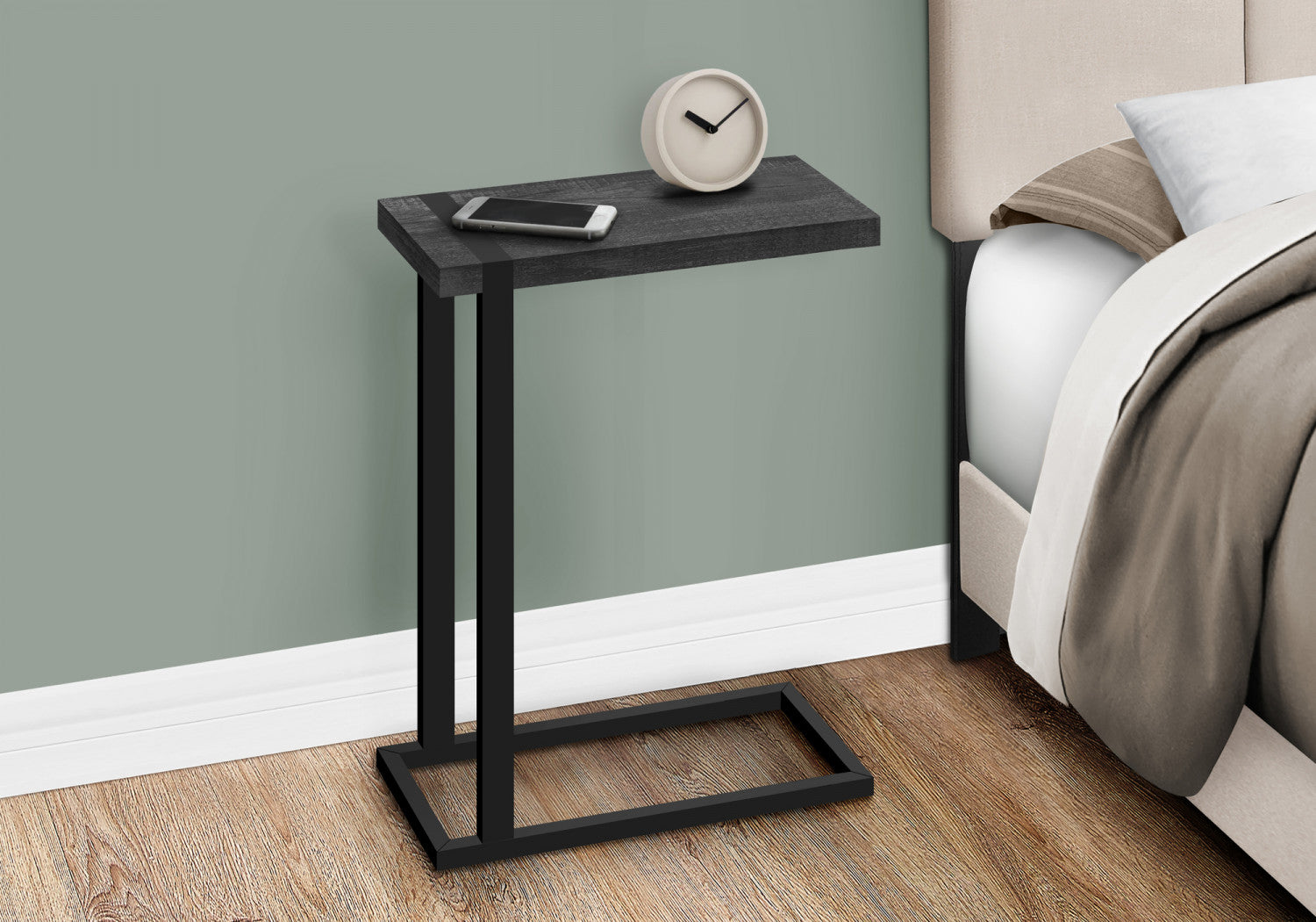 Brann Side Table - Modern Black End Table for Living Room, Bedroom, or Office - Small Accent Table with Sturdy Metal Frame & Wooden Top