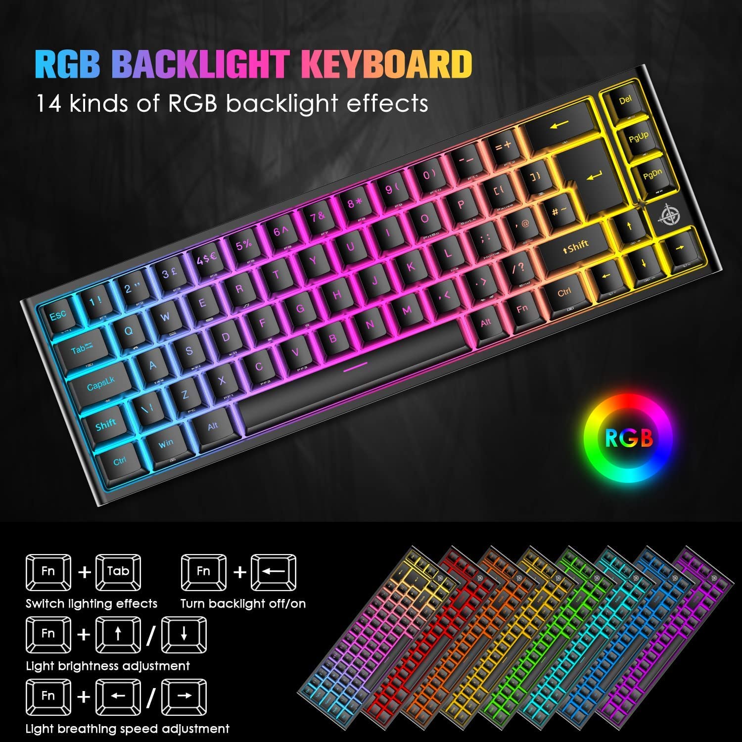 LexonElec 60% RGB Mechanical Keyboard - Red Switches for Gaming & Office