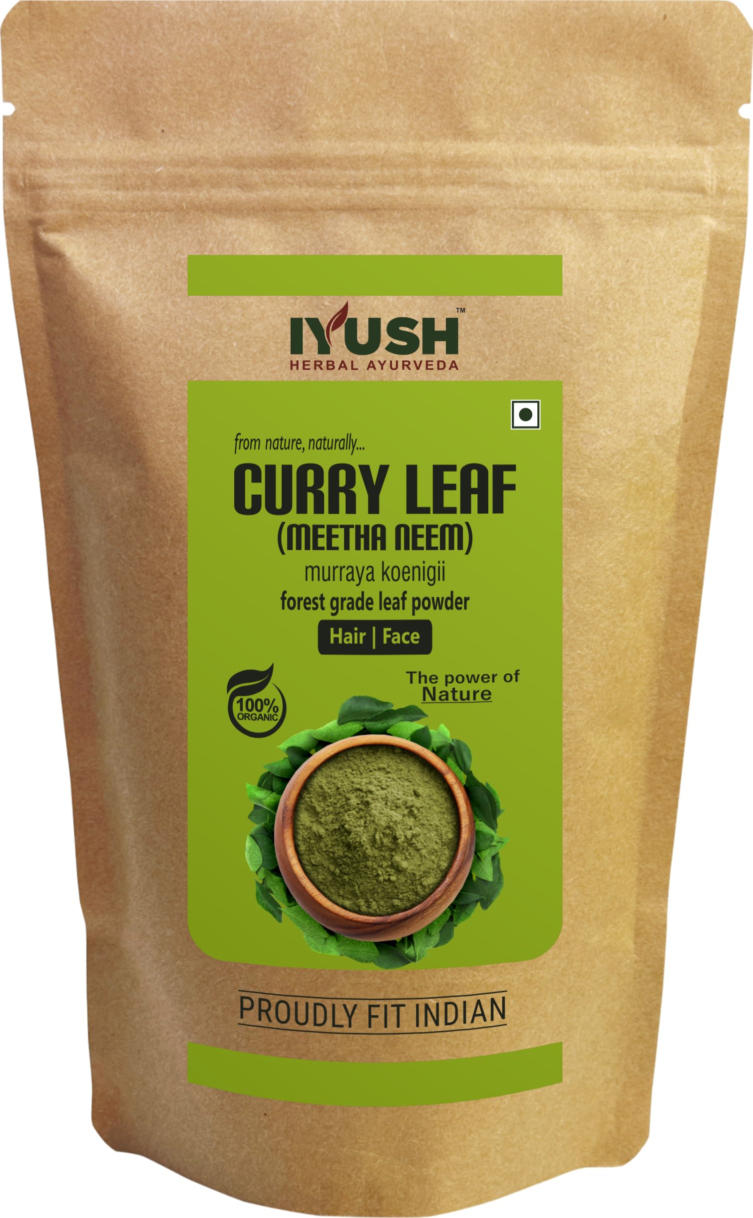 Organic IYUSH Ayurvedic Curry Leaves Powder (400g) – Pure & Natural Hair Growth Supplement for Thicker, Stronger Hair | Kadi Patta Powder for Cooking, Hair Masks & Ayurvedic Remedies | USA Seller