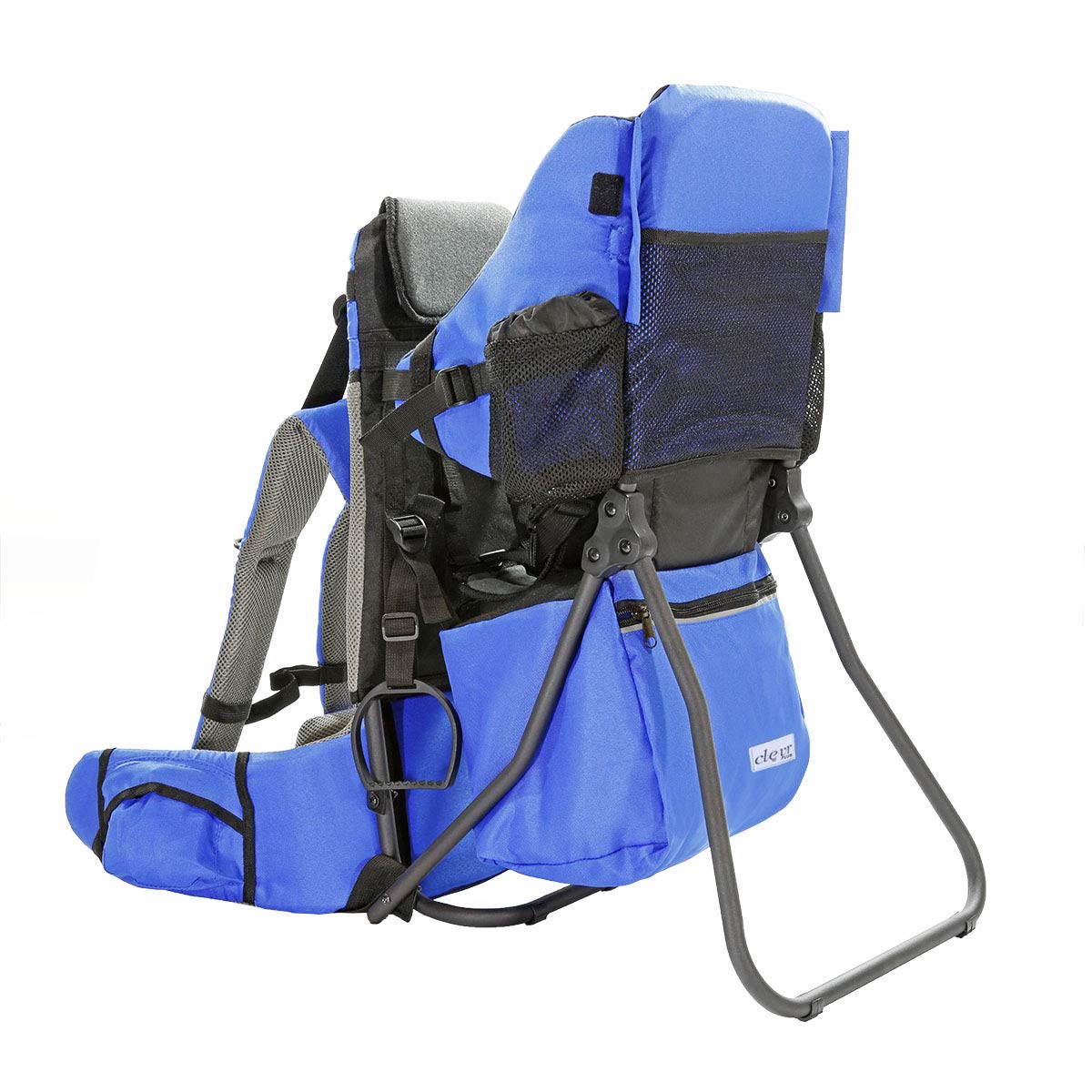 ClevrPlus Blue Cross Country Baby Backpack Carrier - Adjustable & Lightweight Toddler Hiking Backpack with Comfortable Seat, Foldable Frame & Large Capacity - Perfect for Outdoor Adventures, Hiking, Travel & Family Camping