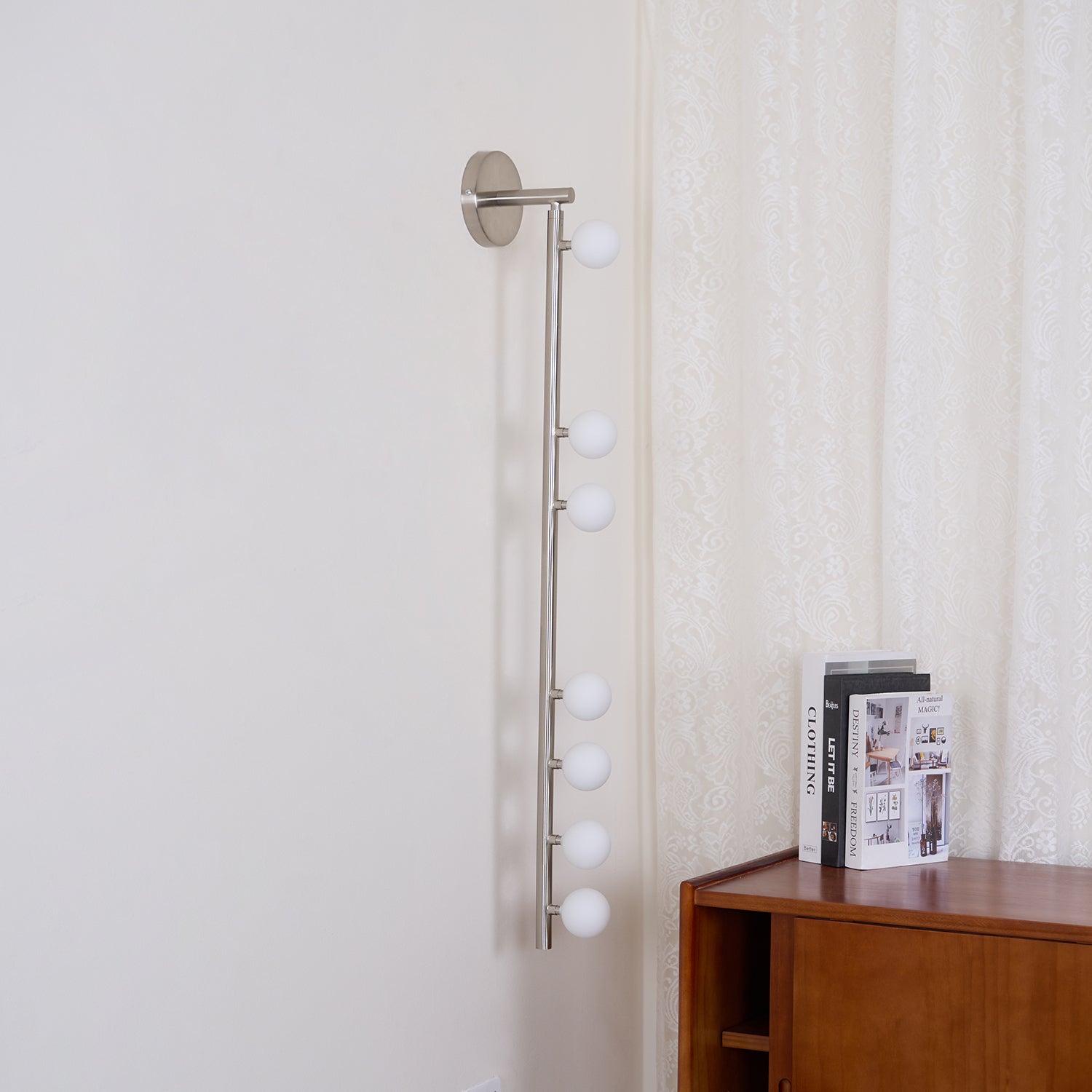 Vintage Brass Wall Sconce with Glass Tube Shade - Plug in Wall Lamp for Bedroom, Living Room, or Hallway Lighting