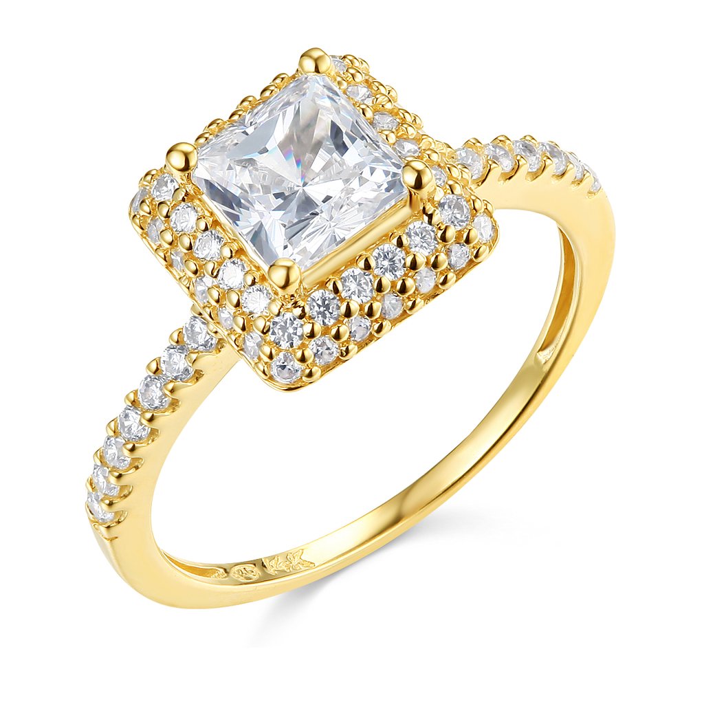 14K Yellow Gold Solid Wedding Engagement Ring and Wedding Band 2-Piece Set - Size 8 - Perfect for Proposals, Anniversaries & Bridal Jewelry Gifts