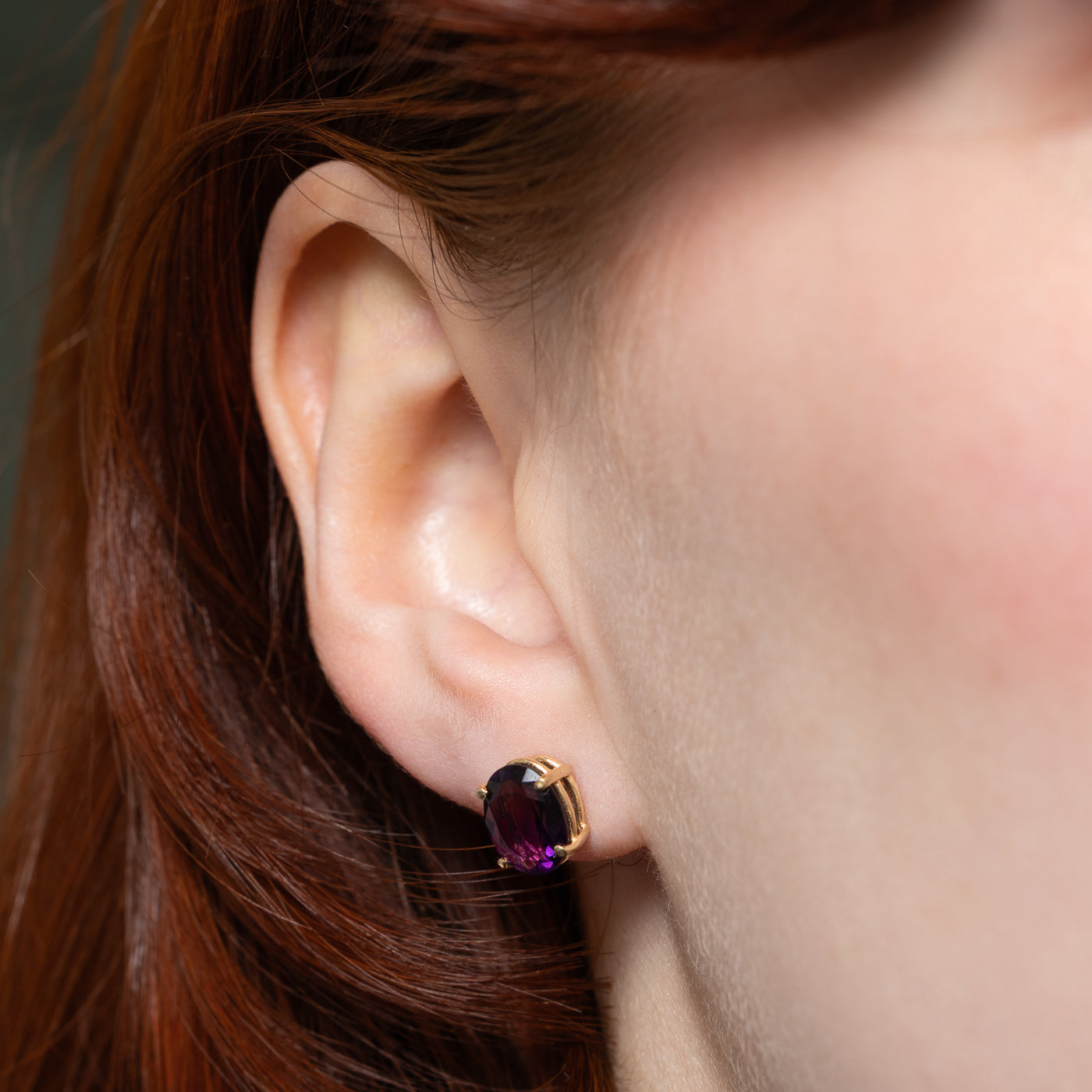 14K Gold Oval Amethyst Stud Earrings - 3.00ctw Genuine Gemstone Jewelry for Women | Perfect for Valentine's Day, Anniversary & Birthday Gifts