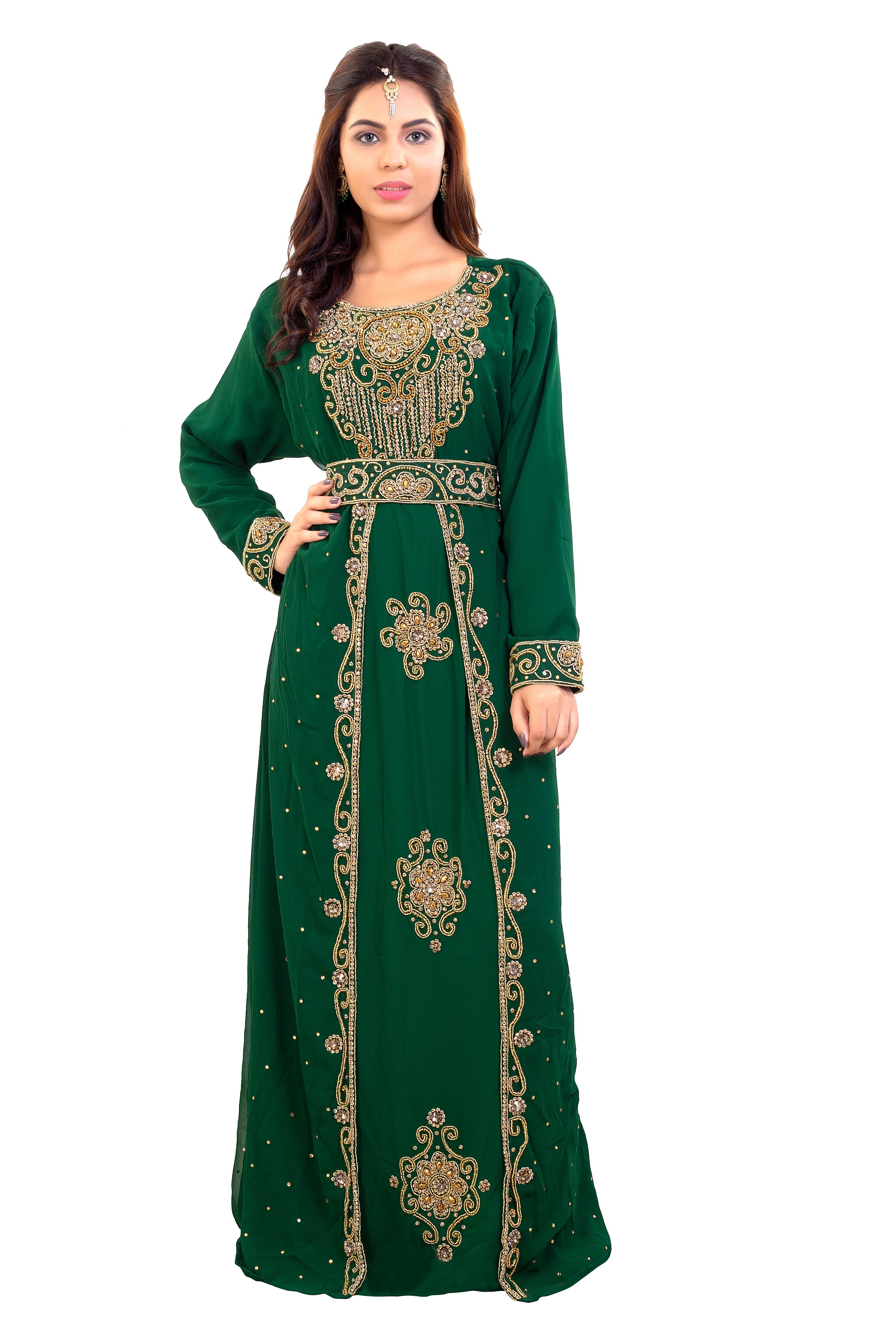 Traditional Algerian Kaftan Maxi Dress 7903 | Elegant Long Flowy Islamic Abaya for Women | Perfect for Eid, Weddings & Special Occasions