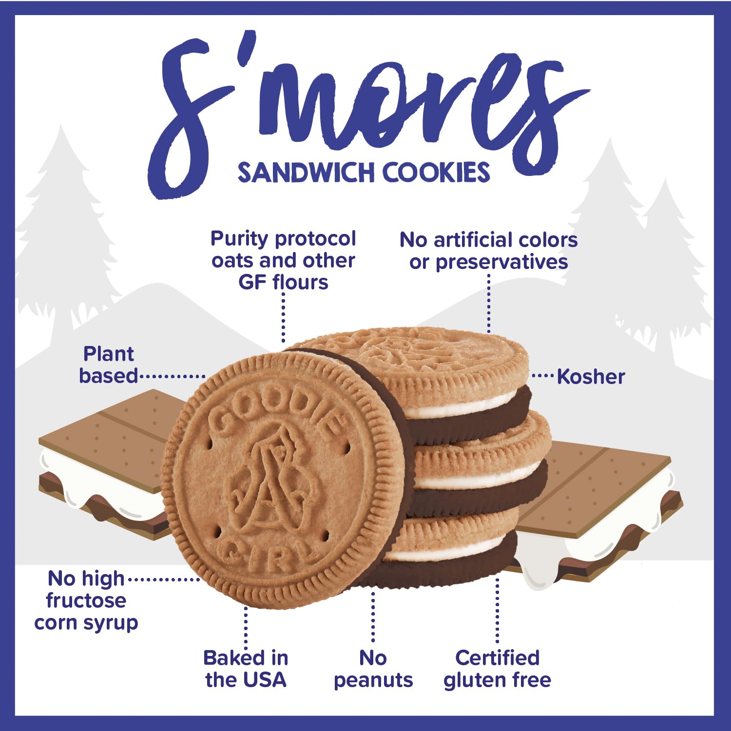 Goodie Girl Smores Gluten Free Cookies - Peanut & Dairy Free - for Snacks & Parties