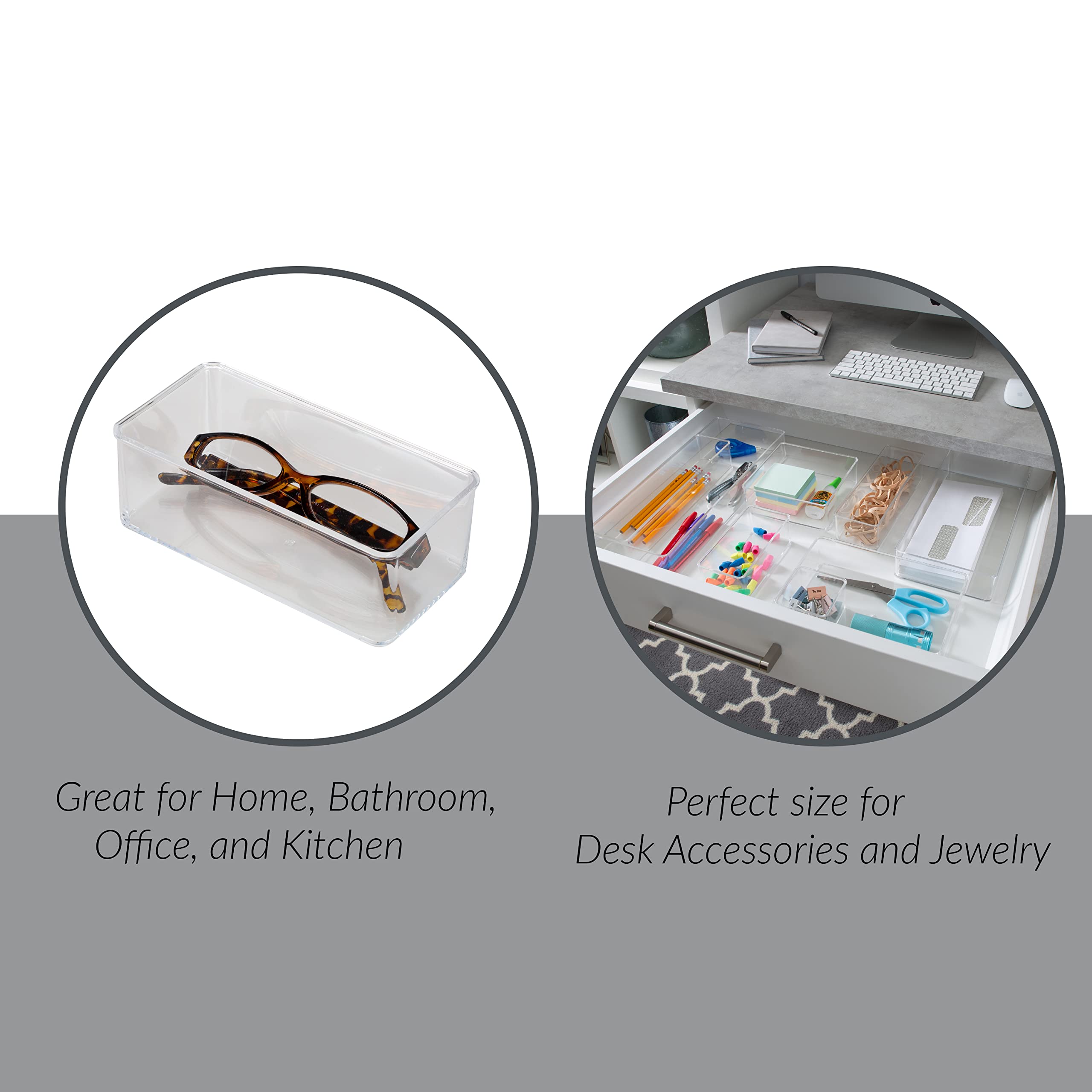 Simplify Small Multi-Purpose Drawer Organizer - Transparent Storage Box for Desk, Office, Bathroom & Cosmetics | Home & Office Organization Accessories | Perfect for Makeup, Stationery & Small Item Storage