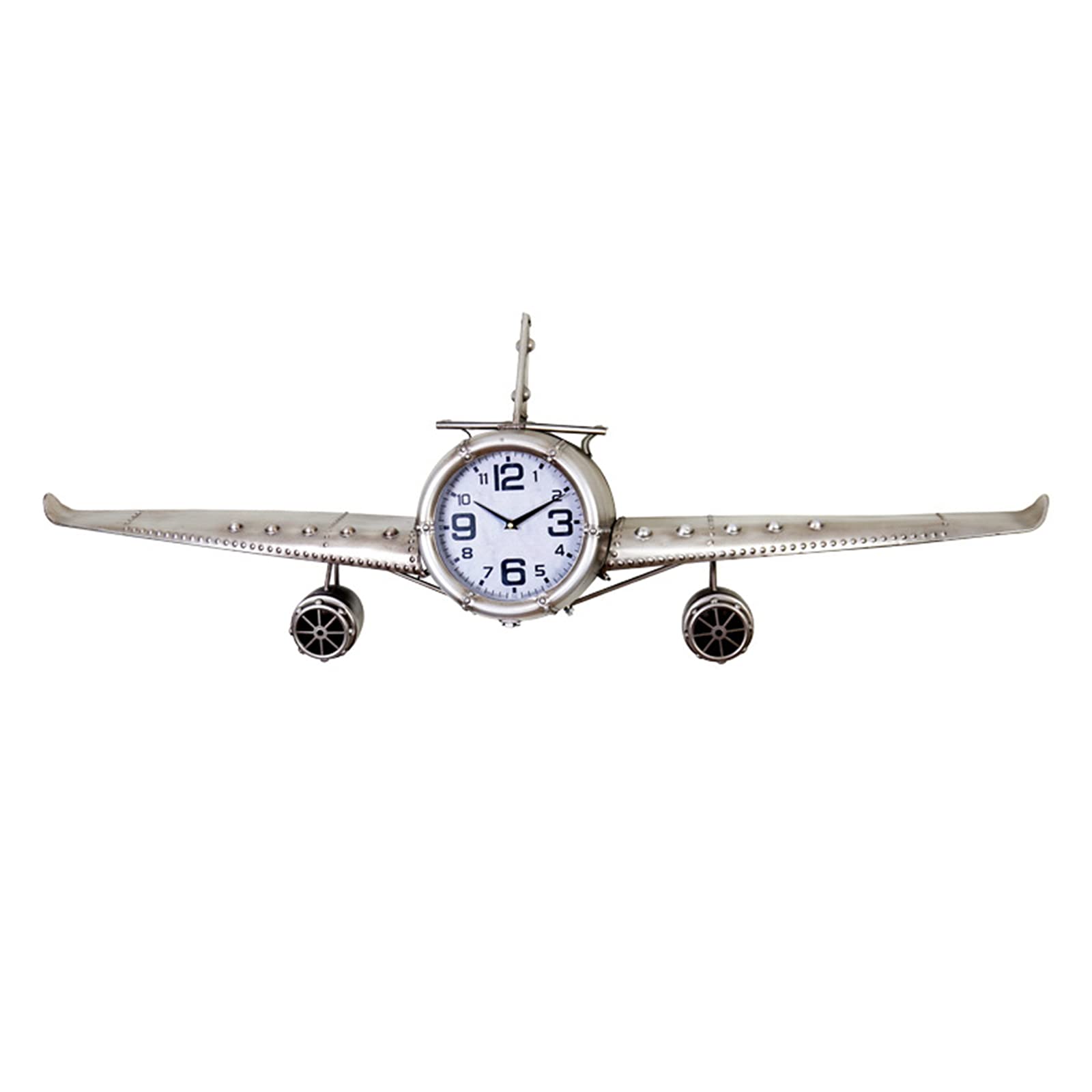 Vintage Industrial Wall Clock - Retro Wrought Iron Airplane Design, Silent Non-Ticking, Art Deco Home Decor for Living Room, Bedroom & Office | Perfect Gift for Aviation Enthusiasts & Home Decor Lovers