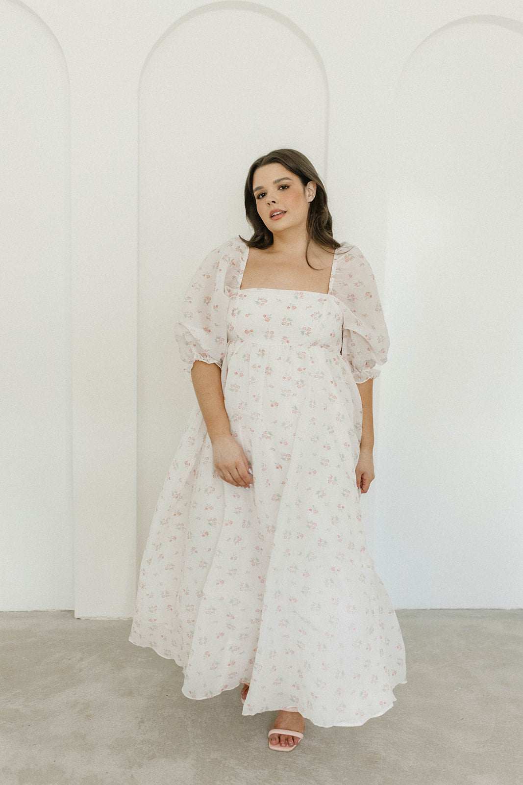 Mona Maxi Dress with Smocking - Blush Floral Print, Bump Friendly Maternity Dress, Inclusive Sizing S-3XL | Perfect for Weddings, Beach Vacations & Summer Outfits