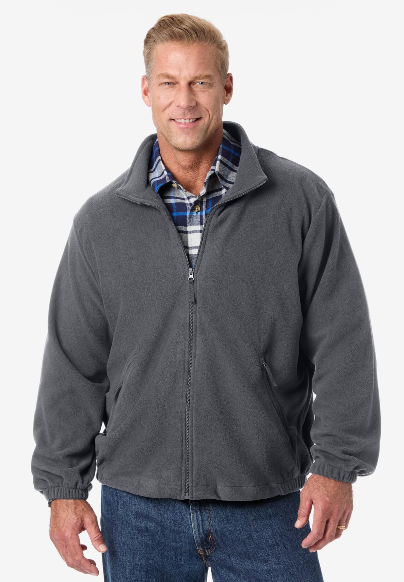 KingSize Men's Big & Tall Explorer Plush Fleece Full-Zip Jacket - Soft Warm Winter Coat for Outdoor Activities, Hiking & Casual Wear
