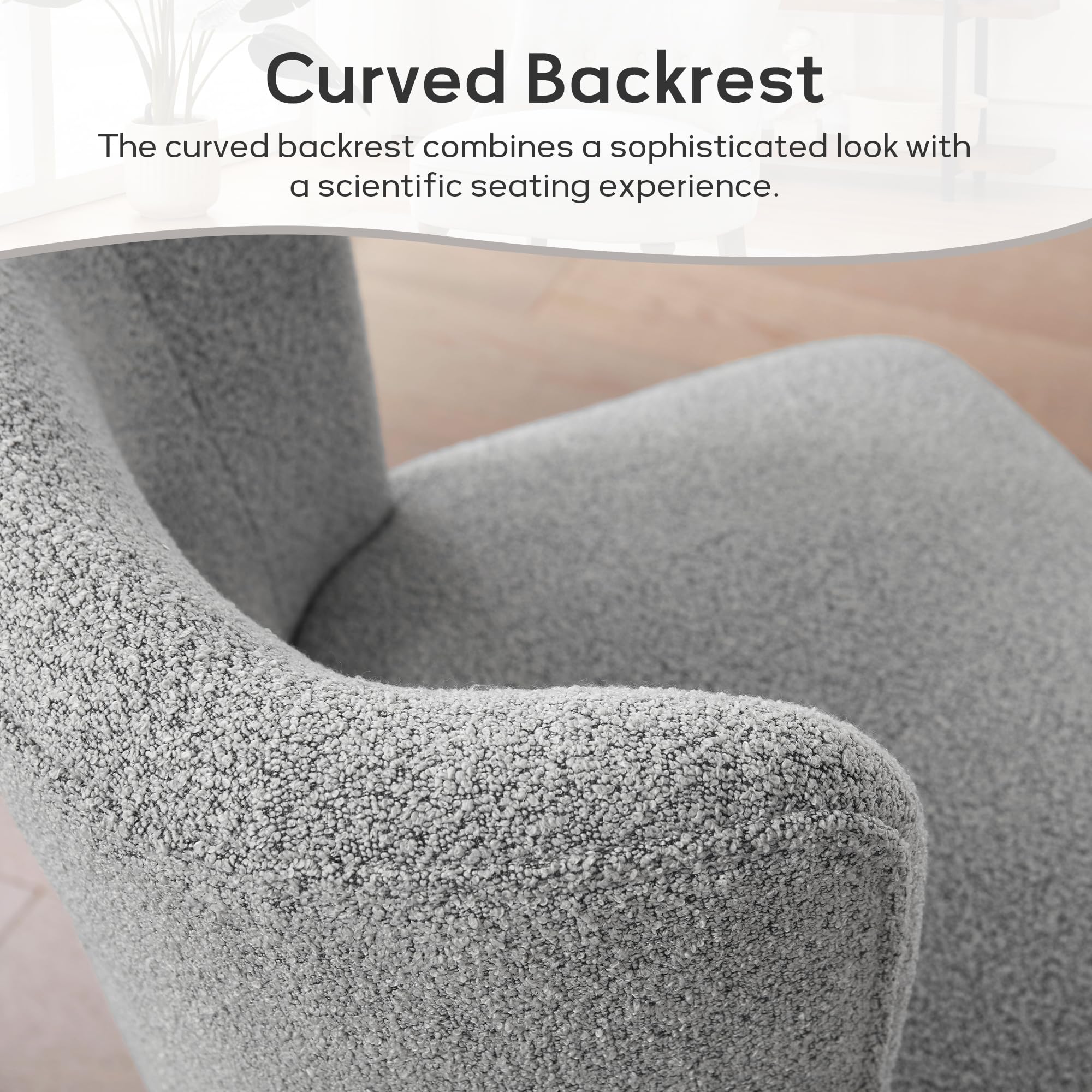 Comfy Armless Accent Chair with Wooden Legs - Upholstered Lamb Fleece Living Room, Bedroom & Office Chair in Grey - Perfect for Small Spaces, Reading Nooks & Cozy Corners