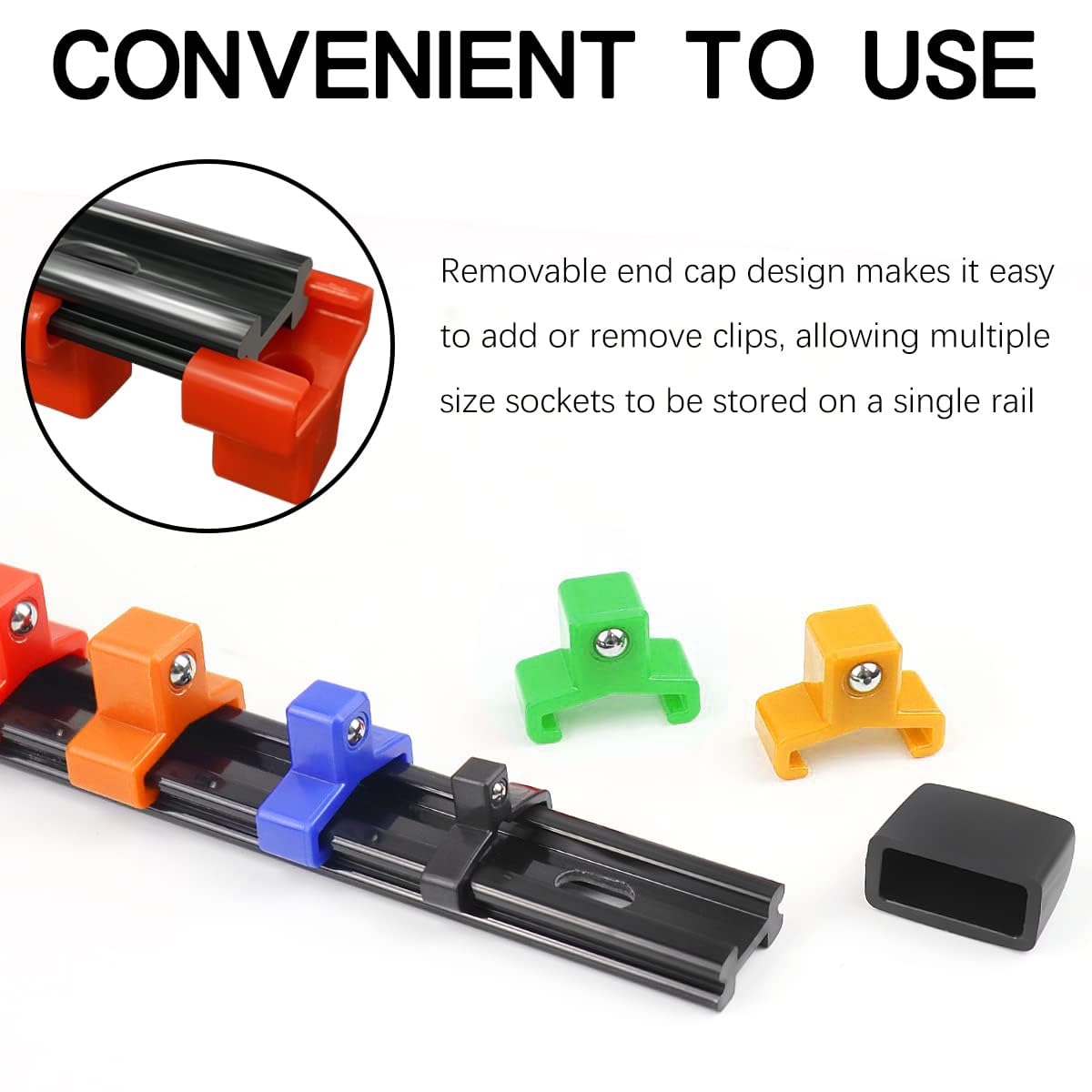 1/2-Inch, 3/8-Inch, 1/4-Inch Drive Socket Rail Holders - Yellow, Orange, Green for Tool Organization & Automotive Repair