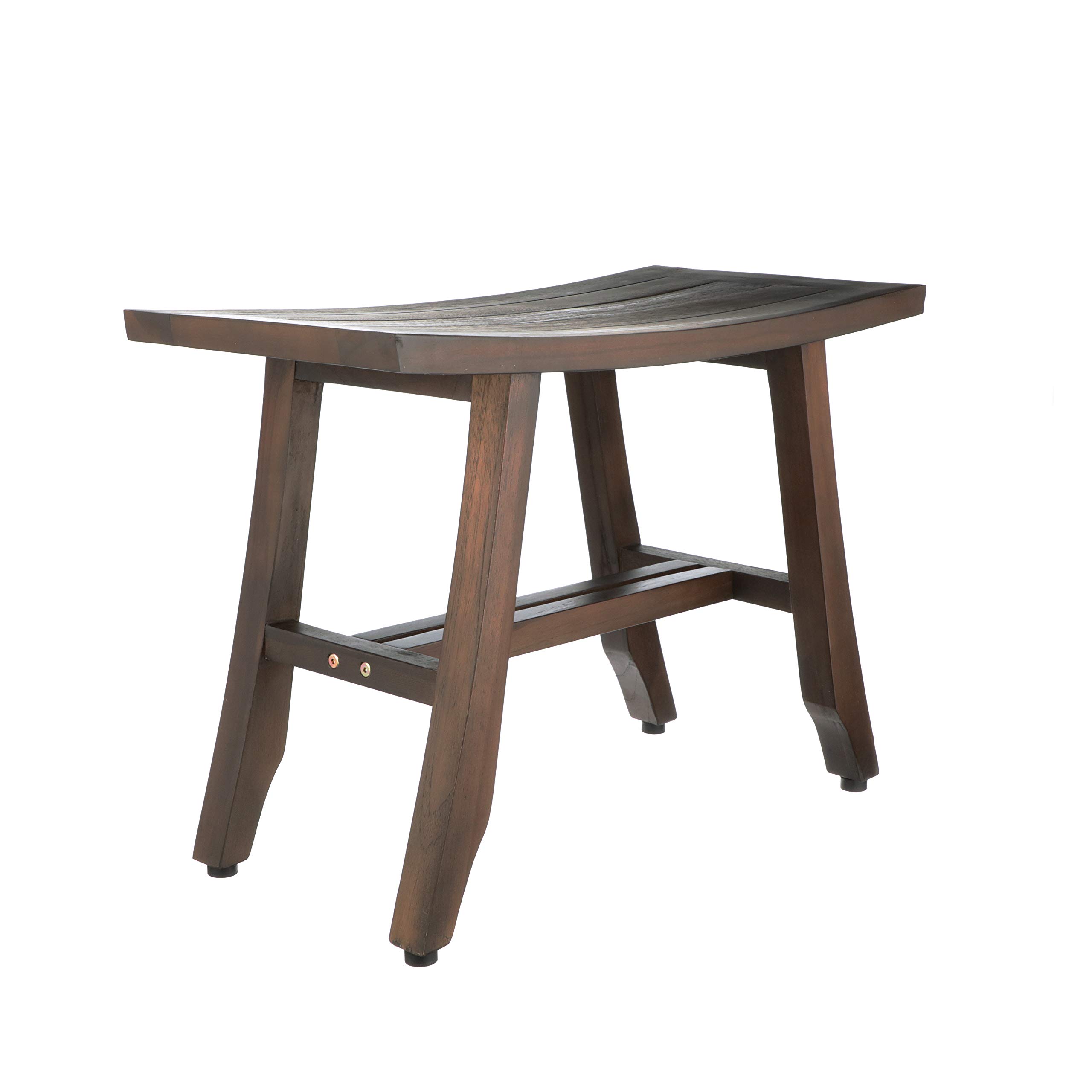 Waterproof Teak Shower Bench - 24 Inch Brown Stool for Bathroom Safety & Storage