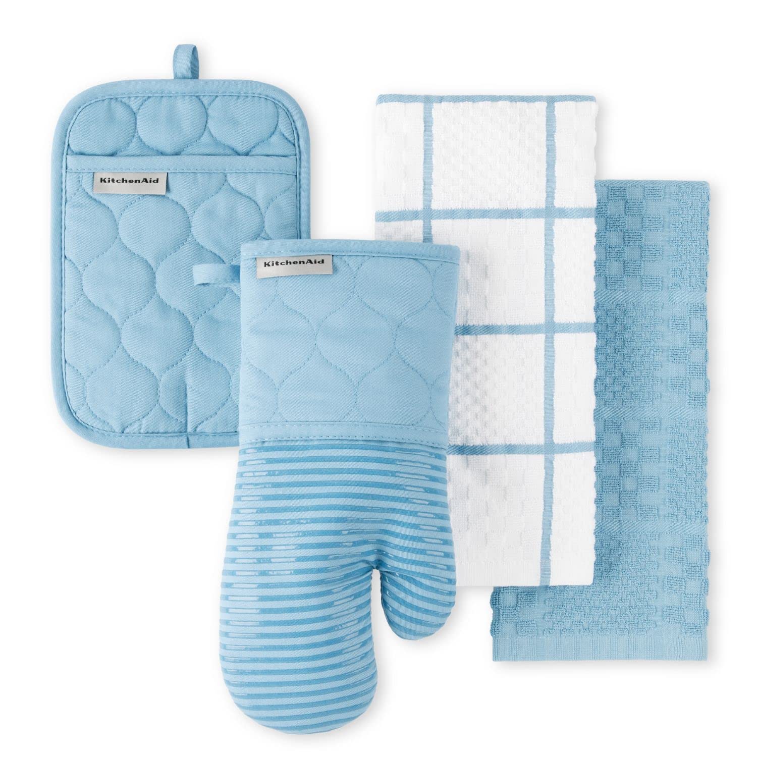 KitchenAid Heat Resistant Quilted Cotton Terry Cloth Oven Mitt & Pot Holder Set (16