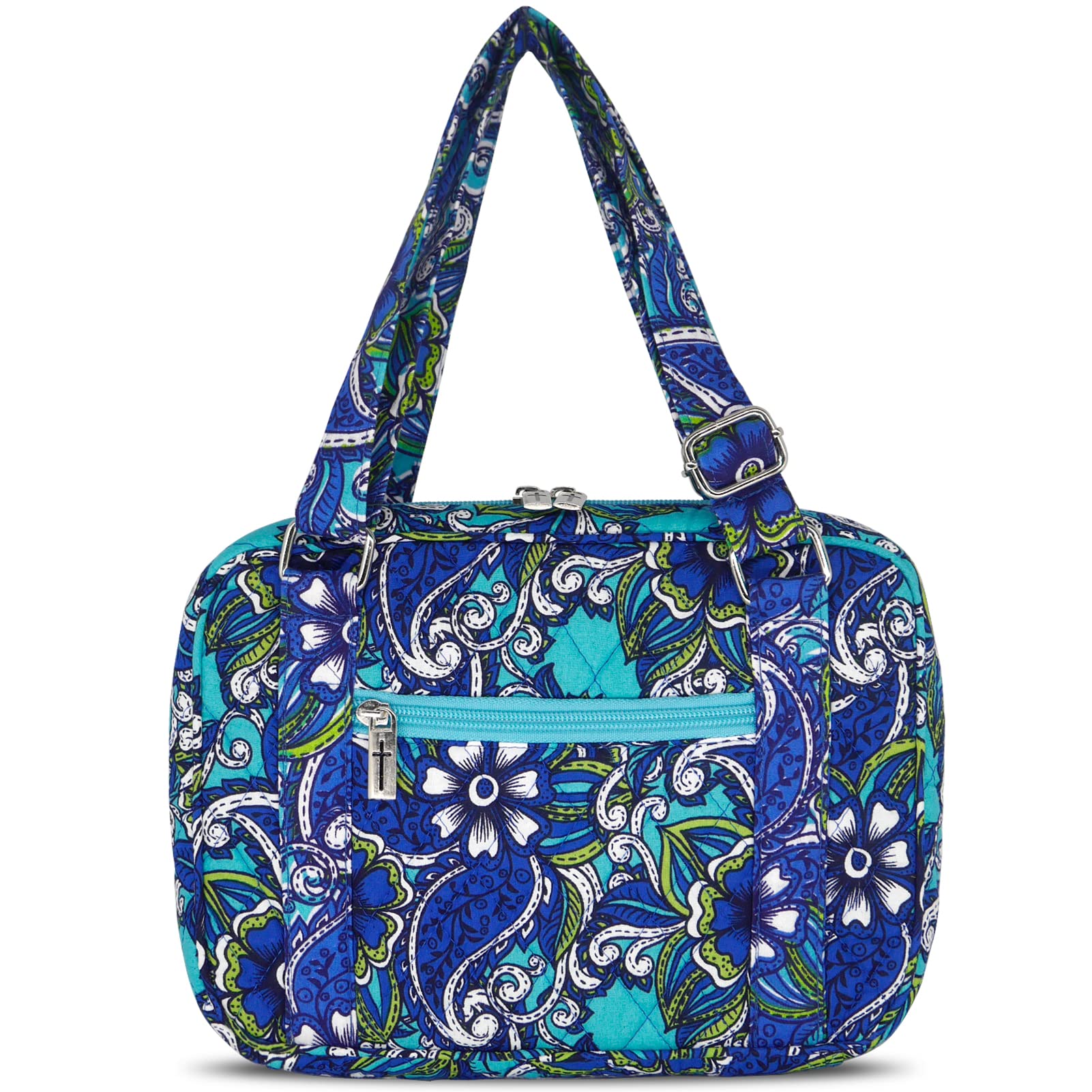 Women's Bible Cover with Adjustable Straps - Large Zippered Study Bible Carrying Case Bag (10x7x2.7 Inches) - Perfect for Church, Travel & Bible Study Groups