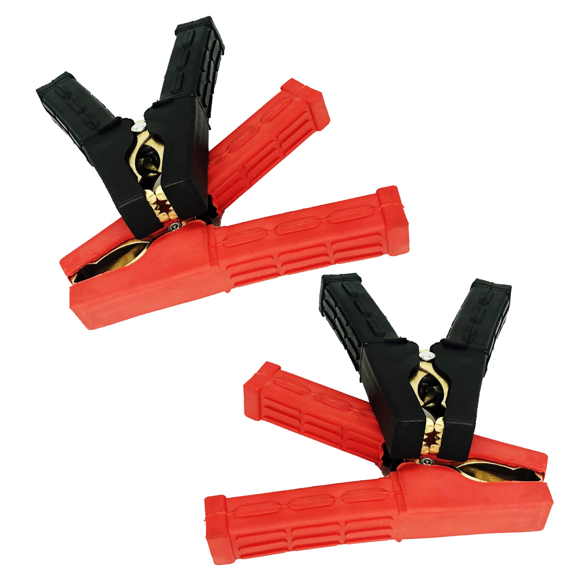 4 Pcs Heavy Duty Copper Battery Clamps - 100A-500A Jumper Cable Clips for Car Battery Charger, Welding Machine & Power Tools - Alligator Clips for Auto Repair, Emergency Jump Start & DIY Electrical Projects