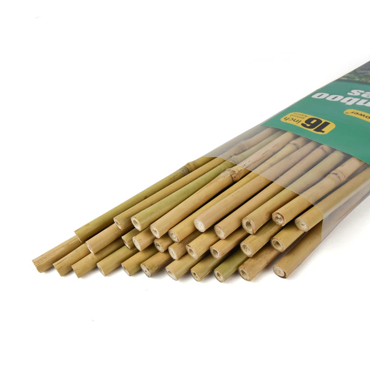Jollybower 16 Inch Natural Bamboo Stakes for Plants - 30 Pack Garden Sticks (1/4