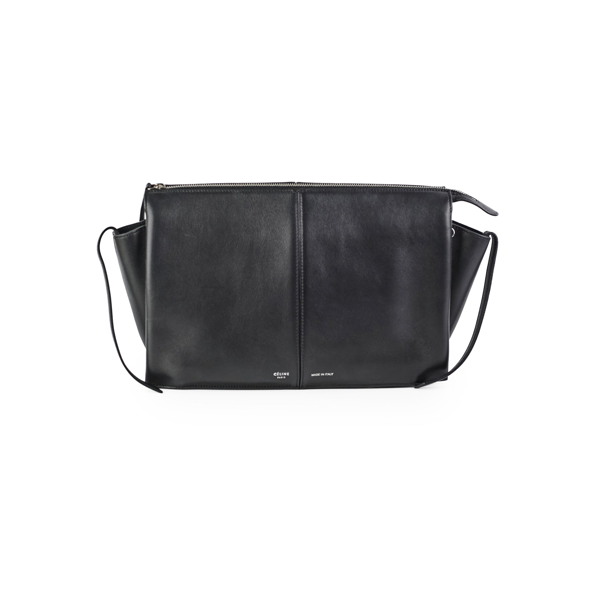 Celine TriFold Clutch On Chain Black Leather Crossbody Bag for Women - Elegant Evening Purse for Parties, Dinner Dates & Special Occasions