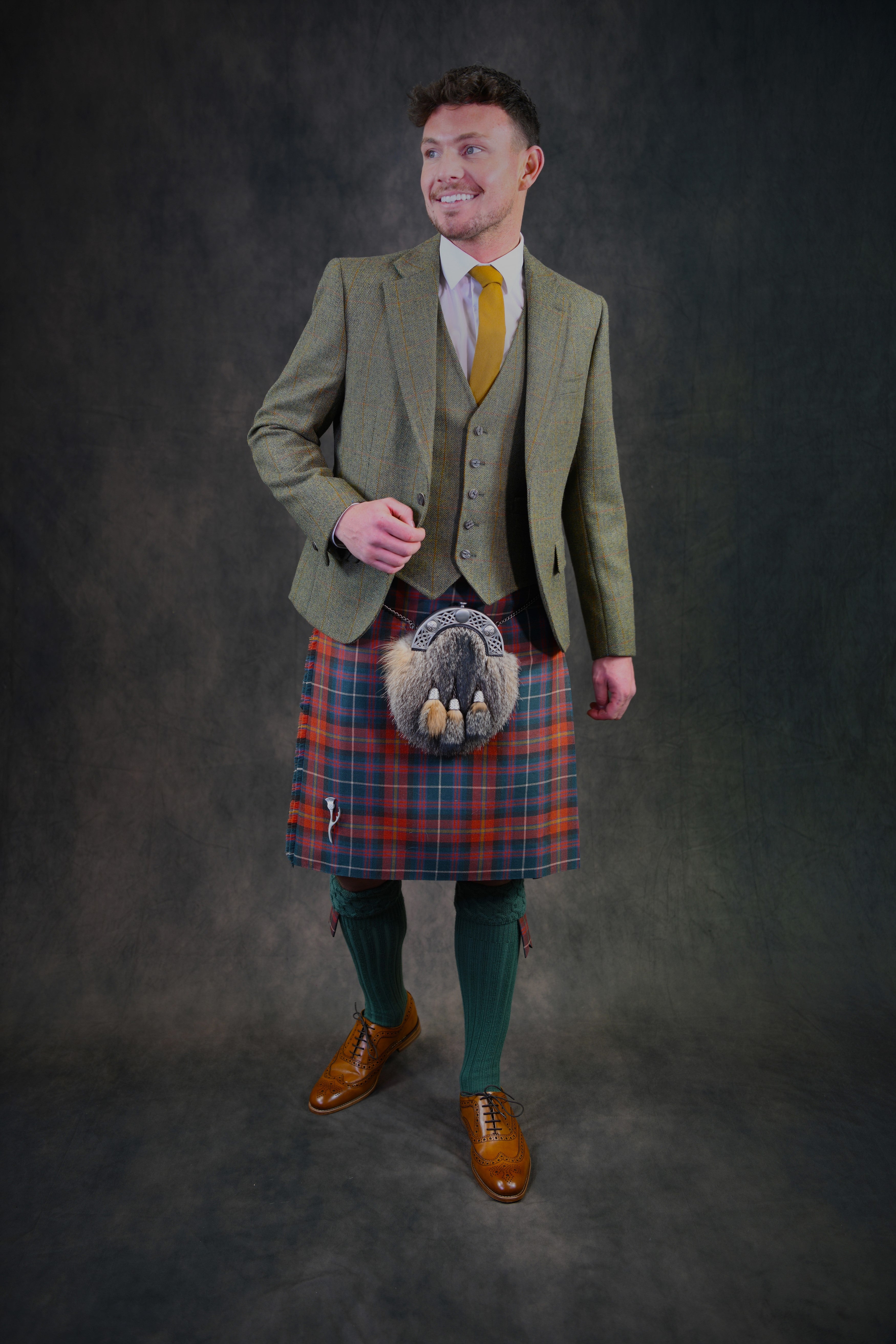 Kirkton Tweed Crail Jacket & Vest - Premium Wool Blend Outerwear for Men | Classic British Style Coat & Waistcoat Set | Perfect for Autumn, Winter & Formal Occasions