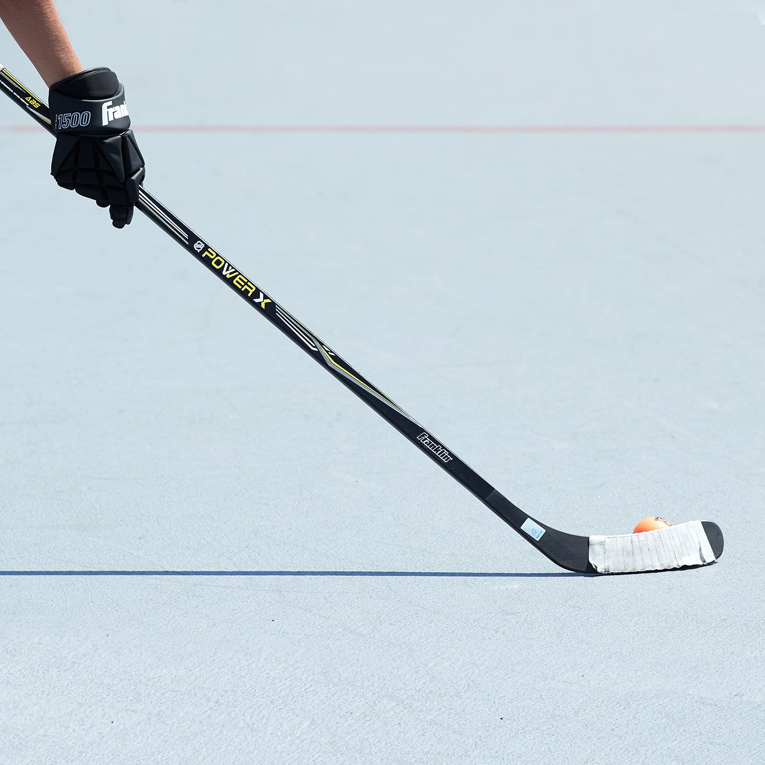 Franklin Sports Power X Junior Street Hockey Sticks - Youth Hockey Sticks for Outdoor Play - Right & Left Handed Kids Hockey Sticks - Wood & Fiberglass Composite Shaft - One-Piece Design - 58