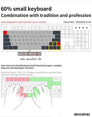 KPREPUBLIC GK64X Hot Swappable Custom Mechanical Keyboard with Kailh Silent Red Switches, RGB LED Backlit, Type-C, Split Spacebar - White Case & Grey Keycaps for Office, Gaming & Typing Enthusiasts