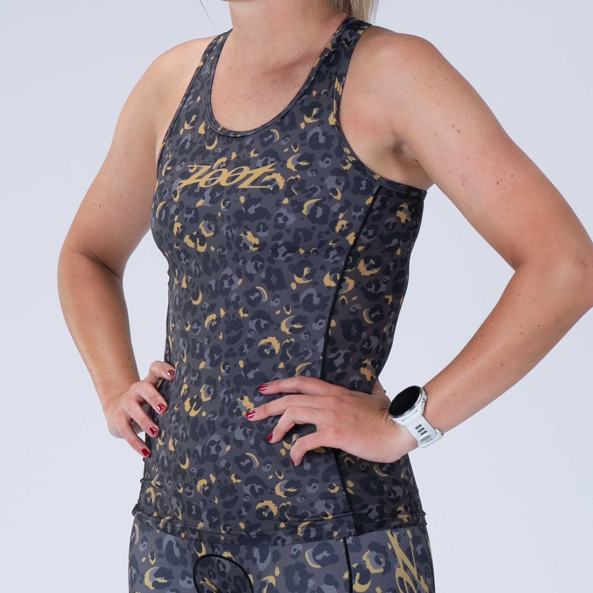 Women's Limited Edition Tri Racerback Sports Bra - Cheetah Print Activewear for Running, Yoga & Gym Workouts