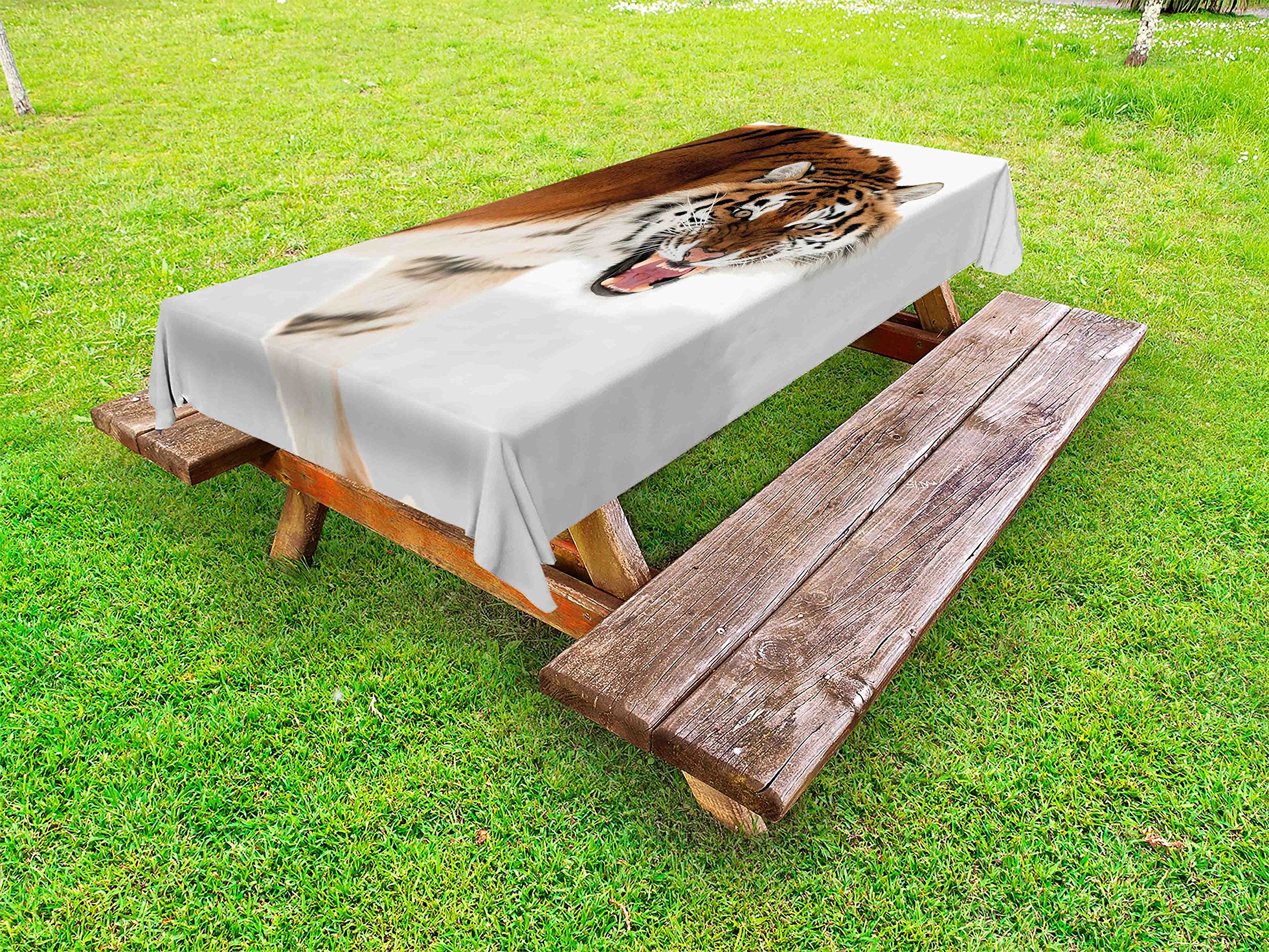 Ambesonne Tiger Print Outdoor Tablecloth - 58