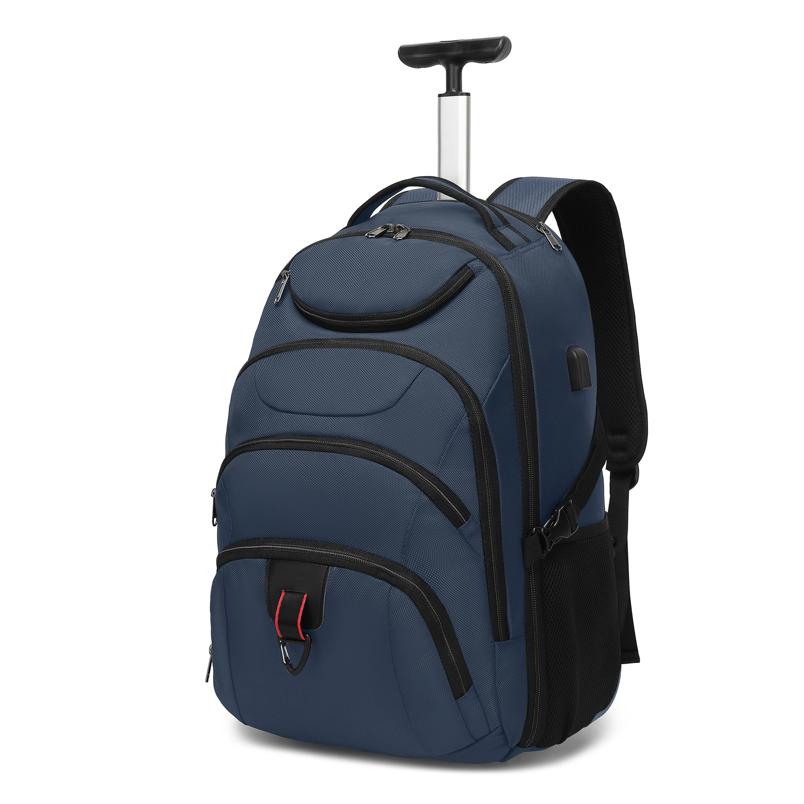 Boavan 17 Inch Rolling Backpack - Water Resistant Wheeled Carry On Luggage with Laptop Compartment | Business Travel Backpack for College, Work & Overnight Trips | Durable Trolley Suitcase for Men & Women (Black) - Perfect for Air Travel, Commuting & Campus Use