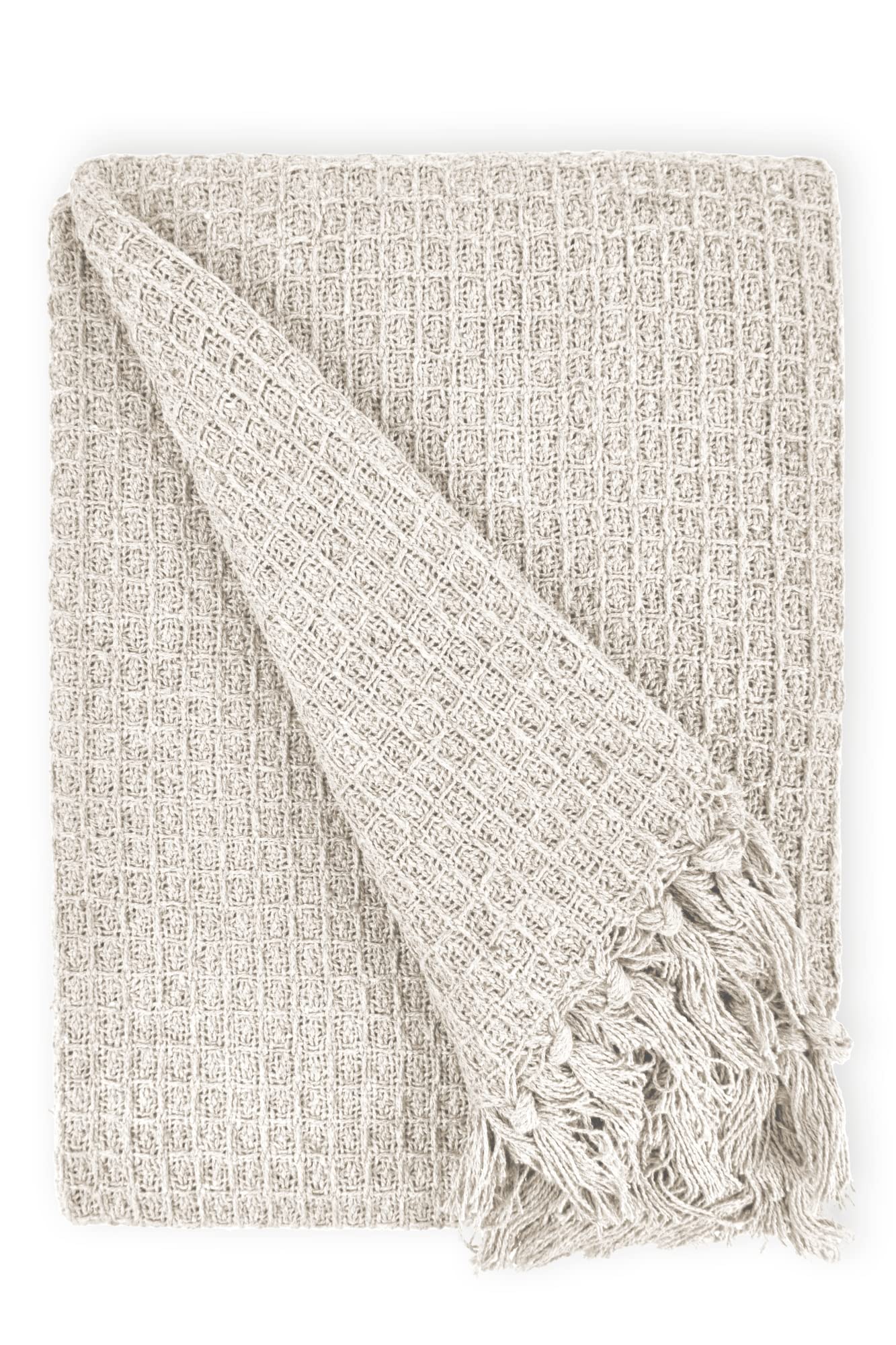 Emma Barclay Honeycomb - Eco-Friendly Recycled Cotton Waffle Weave Throw Blanket for Sofa, Chair & Settee - Ivory Cream - 50x60 Inches (127x152cm) - Perfect for Living Room, Bedroom & Cozy Home Decor