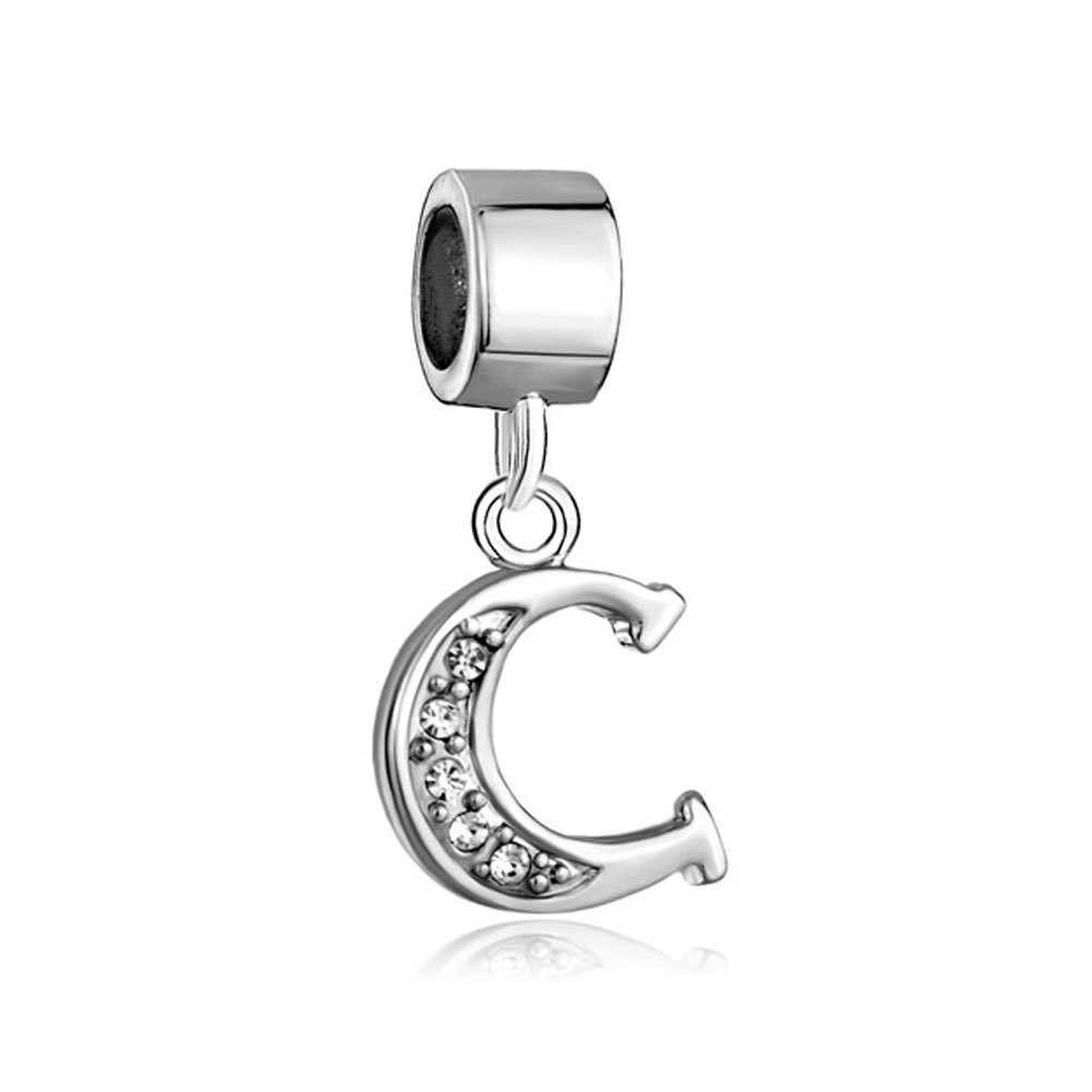 QueenCharms A-Z Alphabet Letter Initial Charm Beads for Bracelets & Necklaces - Personalized Jewelry for Birthdays, Gifts & Fashion Accessories