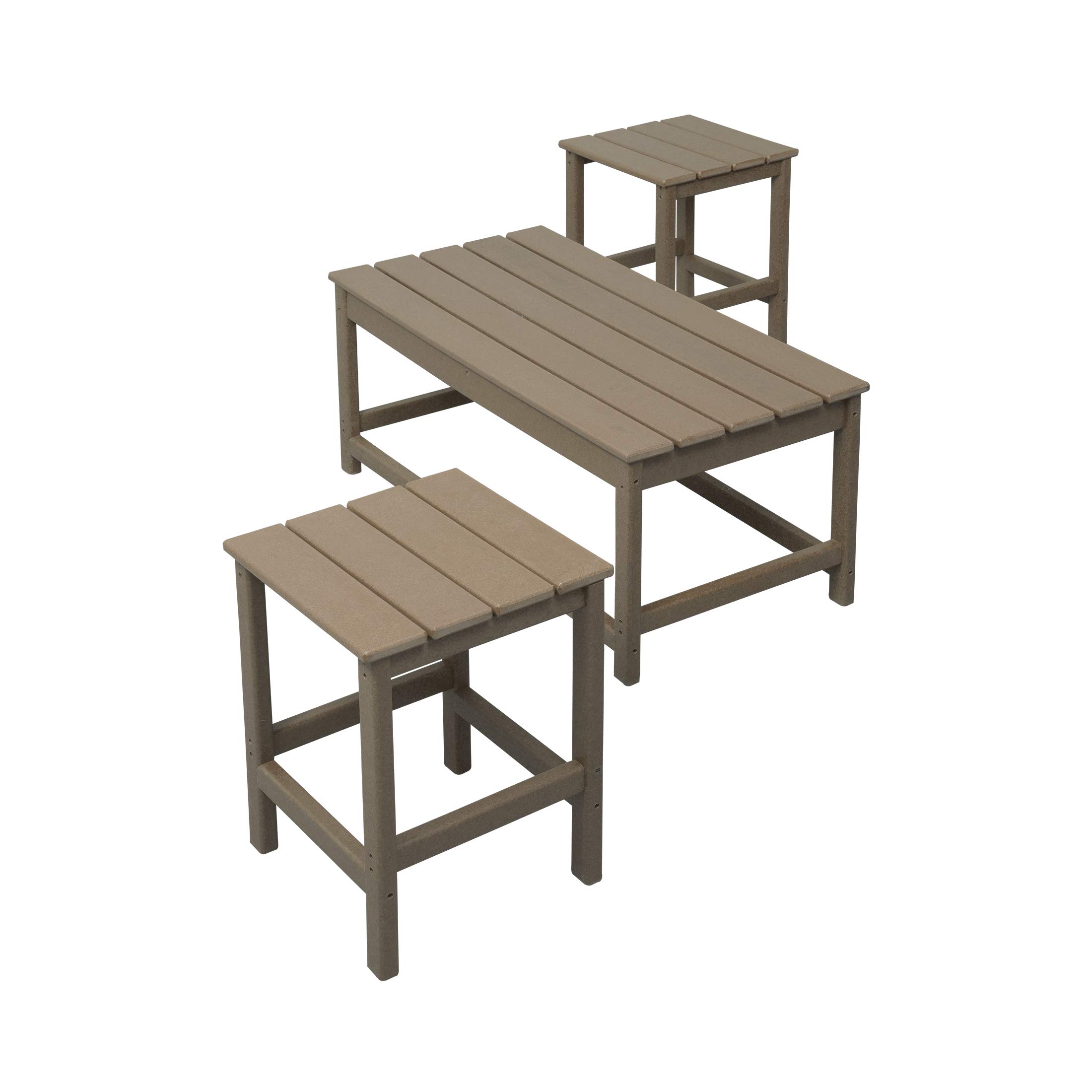 HDPE Outdoor Coffee Table Set for Adirondack Chairs - Weatherproof Patio Furniture for Garden & Backyard