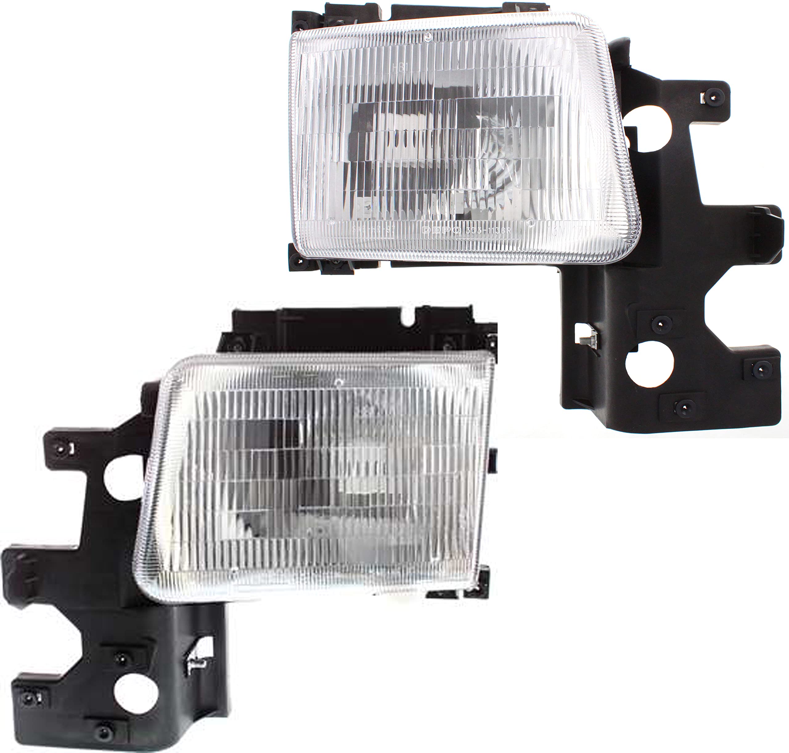 Garage-Pro Driver & Passenger Side Headlight Assembly for 1995-1997 Dodge B3500/B2500 - Halogen Replacement with Bulbs (Fits Part# 55055277AB, 55055276AB) - Perfect for Night Driving & Vehicle Restoration Projects