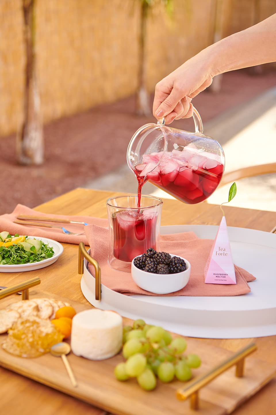Premium Herbal Iced Tea Bags - Tea Forte Raspberry Nectar, 5 Count Individually Wrapped Pyramid Infusers (Steeps 24 oz Each) | Handcrafted for Refreshing Summer Drinks, Iced Tea Parties & Relaxing Afternoons