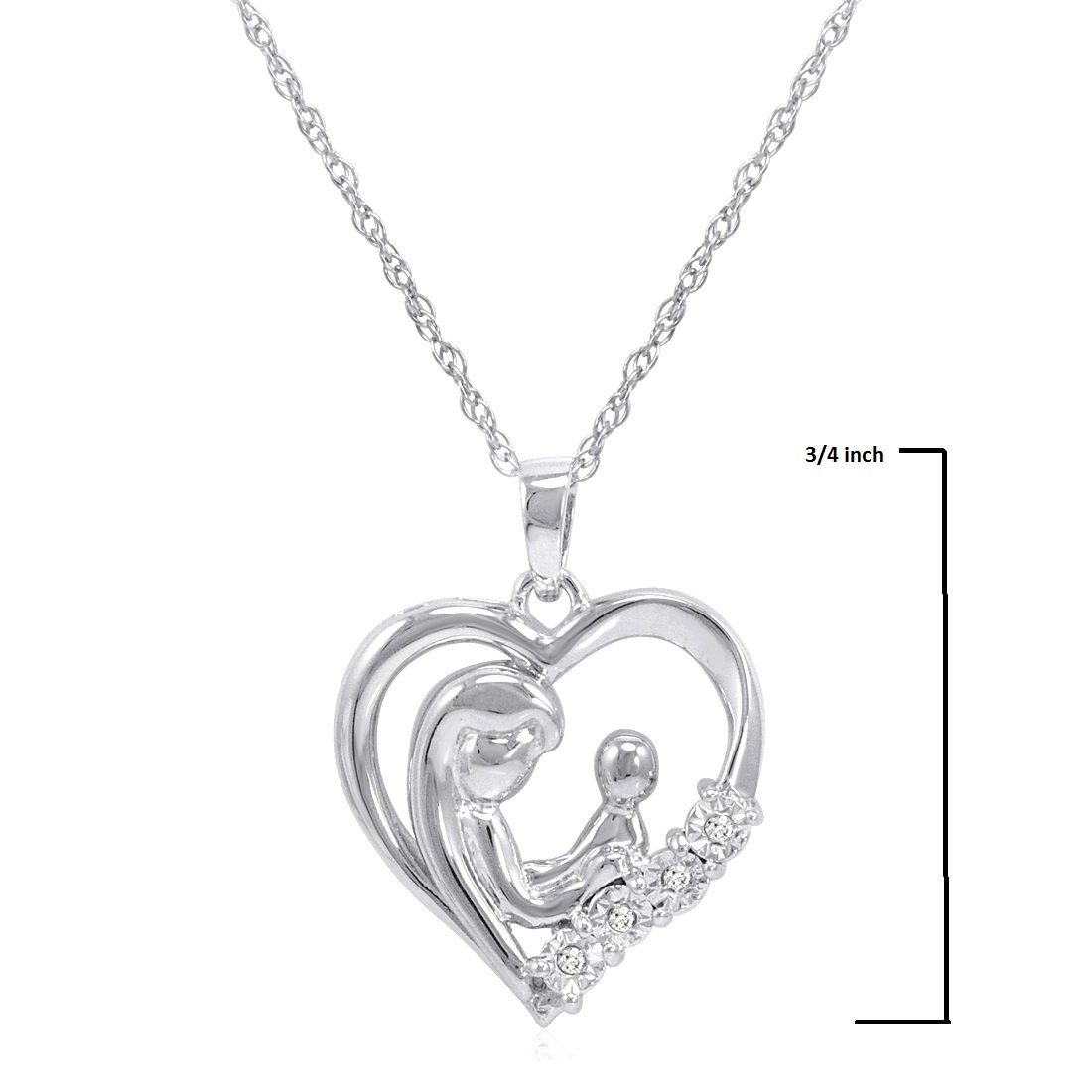 Mother's Love Diamond Heart Pendant Necklace in Sterling Silver 925 | Elegant Jewelry Gift for Mom, Wife, Grandma | Perfect for Mother's Day, Birthday, Anniversary & Special Occasions