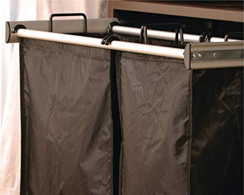 TAG Hardware Full Extension Pullout Laundry Hamper with Removable Bags - Matt Aluminum (30