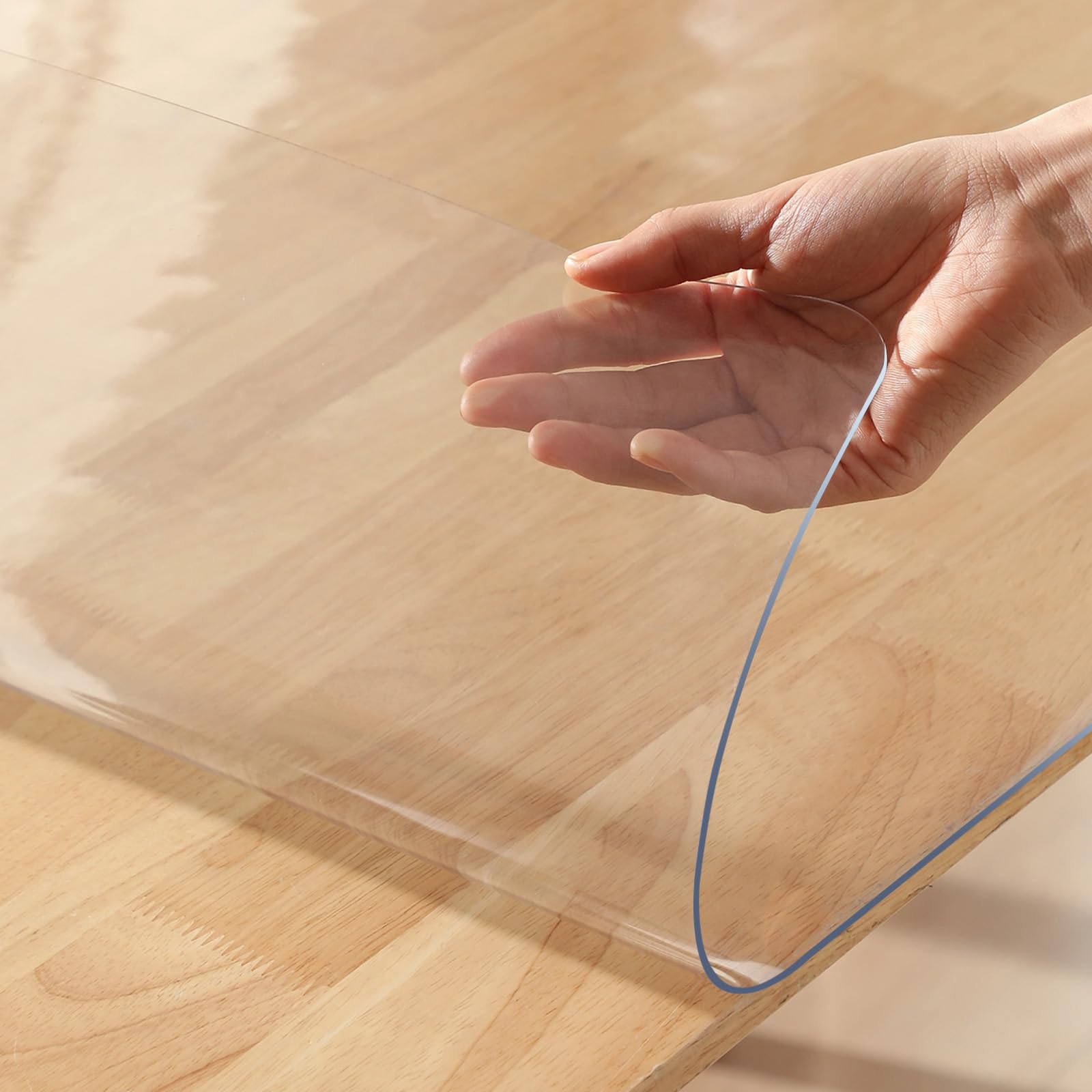 Waterproof PVC Vinyl Clear Plastic Table Protector - 40 x 96 Inch Rectangular Dining Table Cover for 8 Foot Tables | Scratch-Resistant Desk Pad Mat for Wooden Furniture, Glass Coffee Tables, Entryway & Sofa Side Protection | Ideal for Dining Rooms, Kitchens, Offices & Home Decor