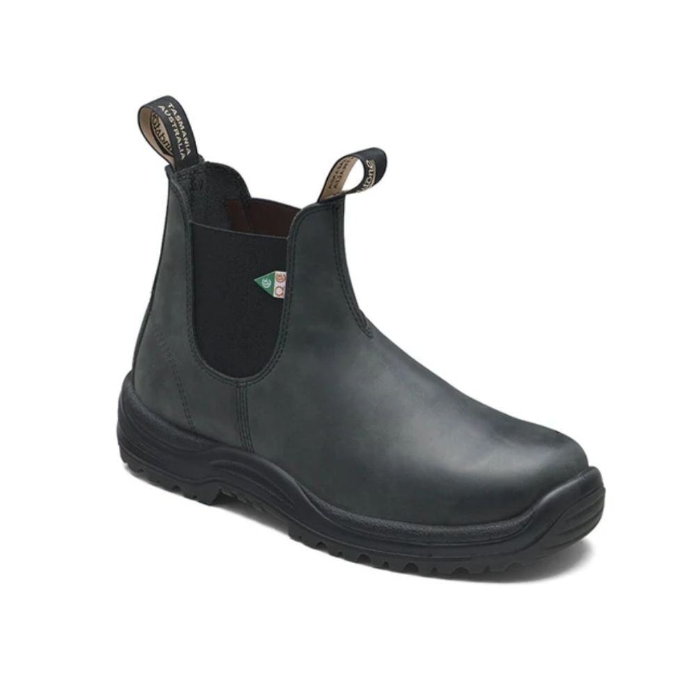 Blundstone 181 Waxy Rustic Black Unisex Steel Toe Work Boots - Slip Resistant Safety Shoes for Construction, Warehouse & Outdoor Work