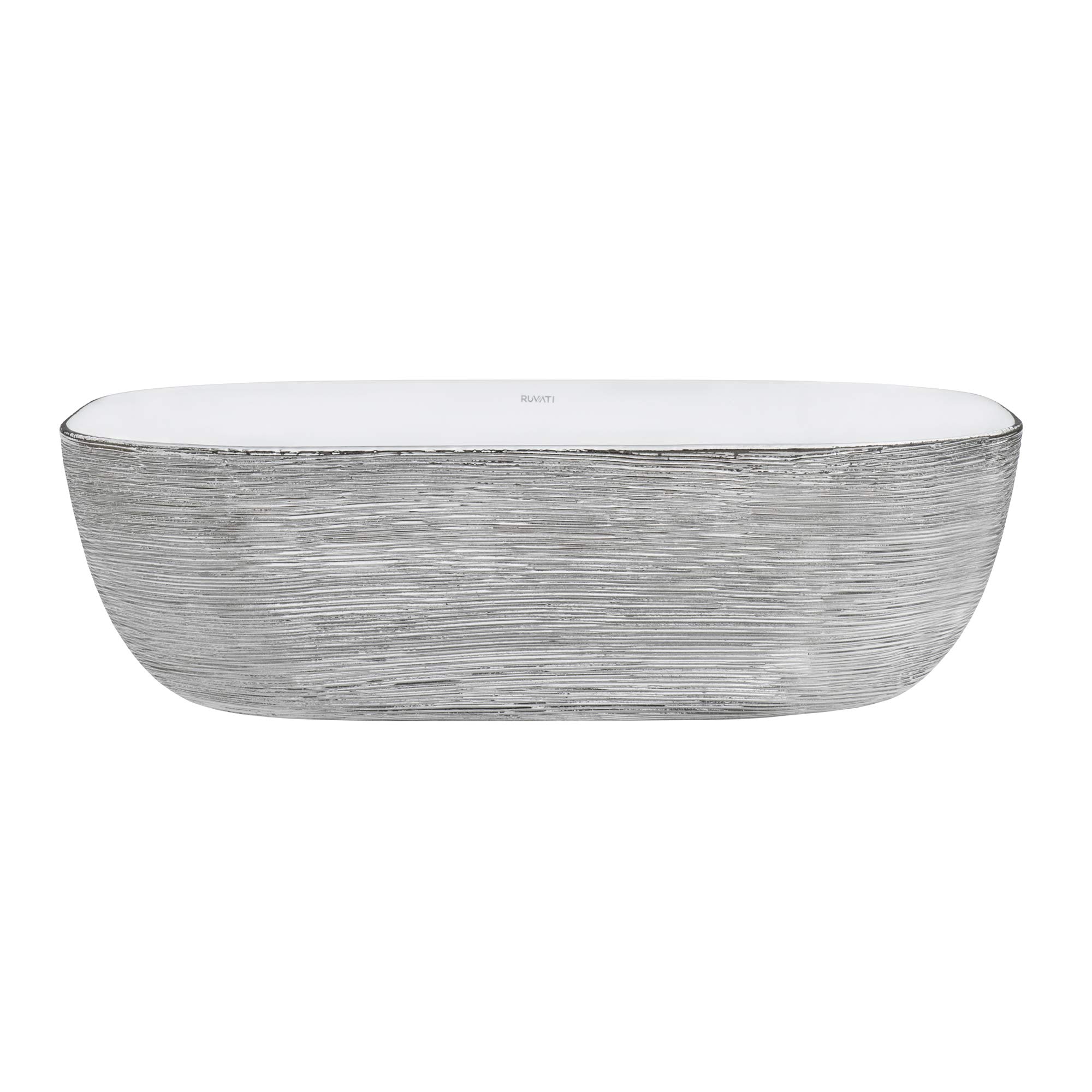 Ruvati 20 x 16 Inch White Ceramic Rectangular Bathroom Vessel Sink - RVB2016WS | Modern Above Counter Vanity Sink for Small Bathrooms, Powder Rooms & Guest Baths | Durable & Stylish Silver Decorative Art Design