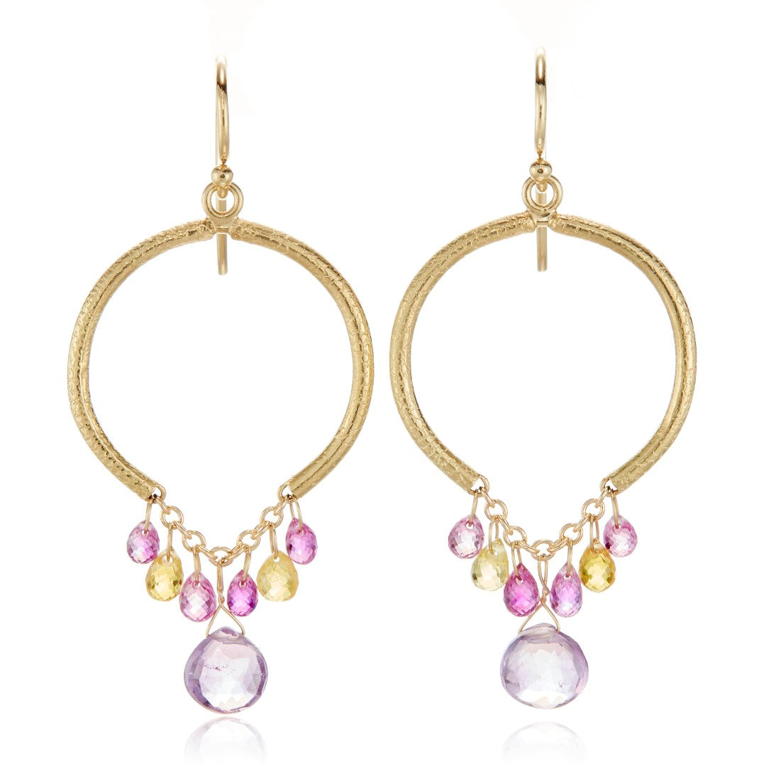 Elegant Sapphire & Amethyst Drop Earrings for Women | Dainty Gemstone Jewelry | Perfect for Weddings, Parties & Special Occasions