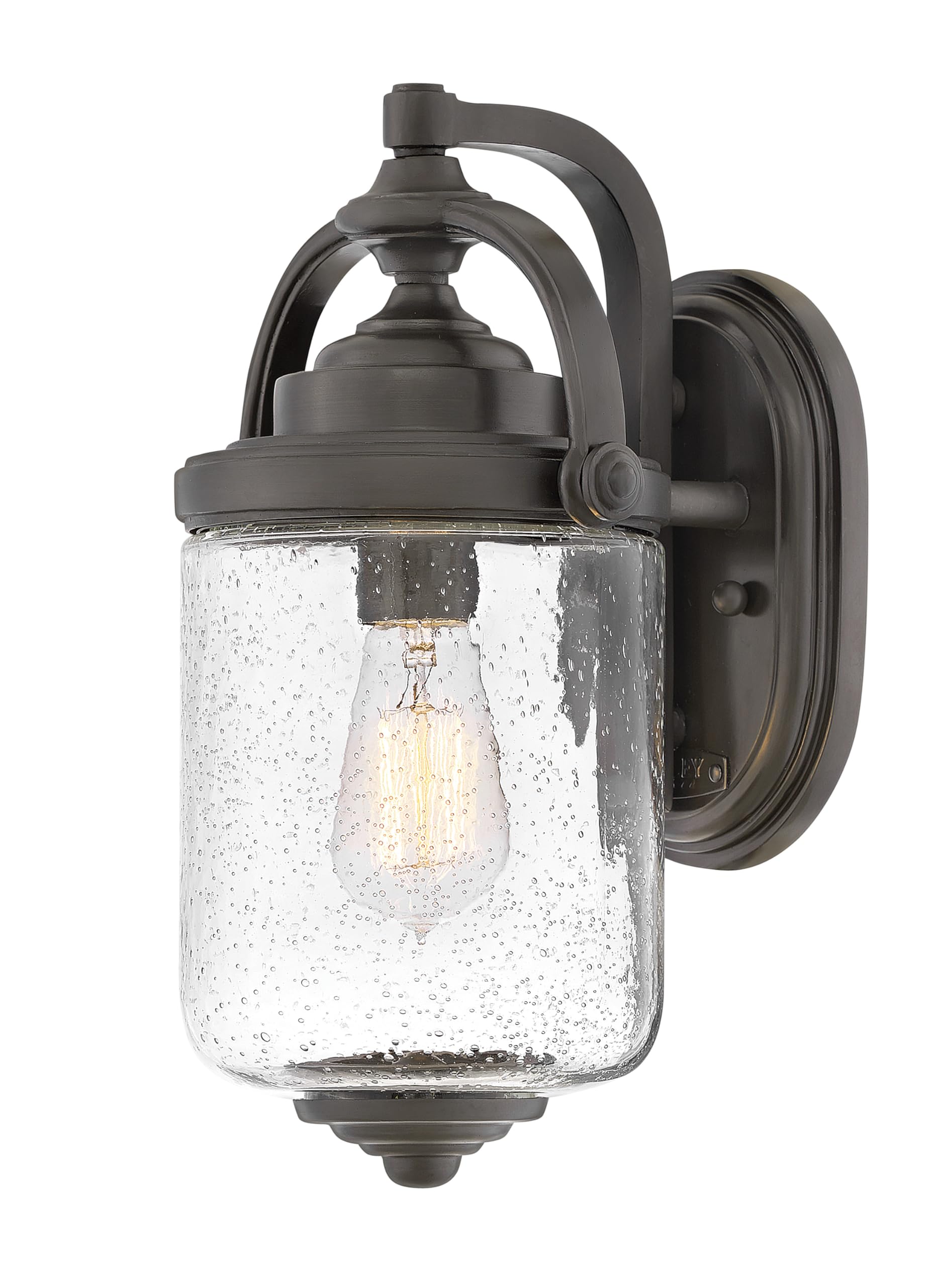 Hinkley Willoughby Medium Wall Mount Outdoor Lantern - Coastal Style 1-Light Composite Fixture with Clear Seedy Glass & Oil Rubbed Bronze Finish | Perfect for Porch, Patio, and Entryway Lighting