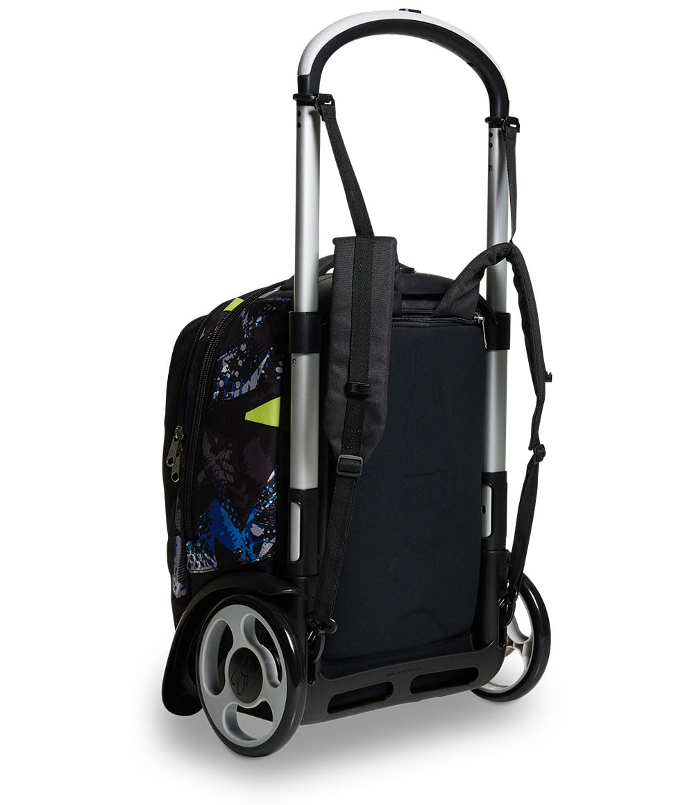 Zaino Trolley 2-Wheel Jet Black Backpack for Travel & School