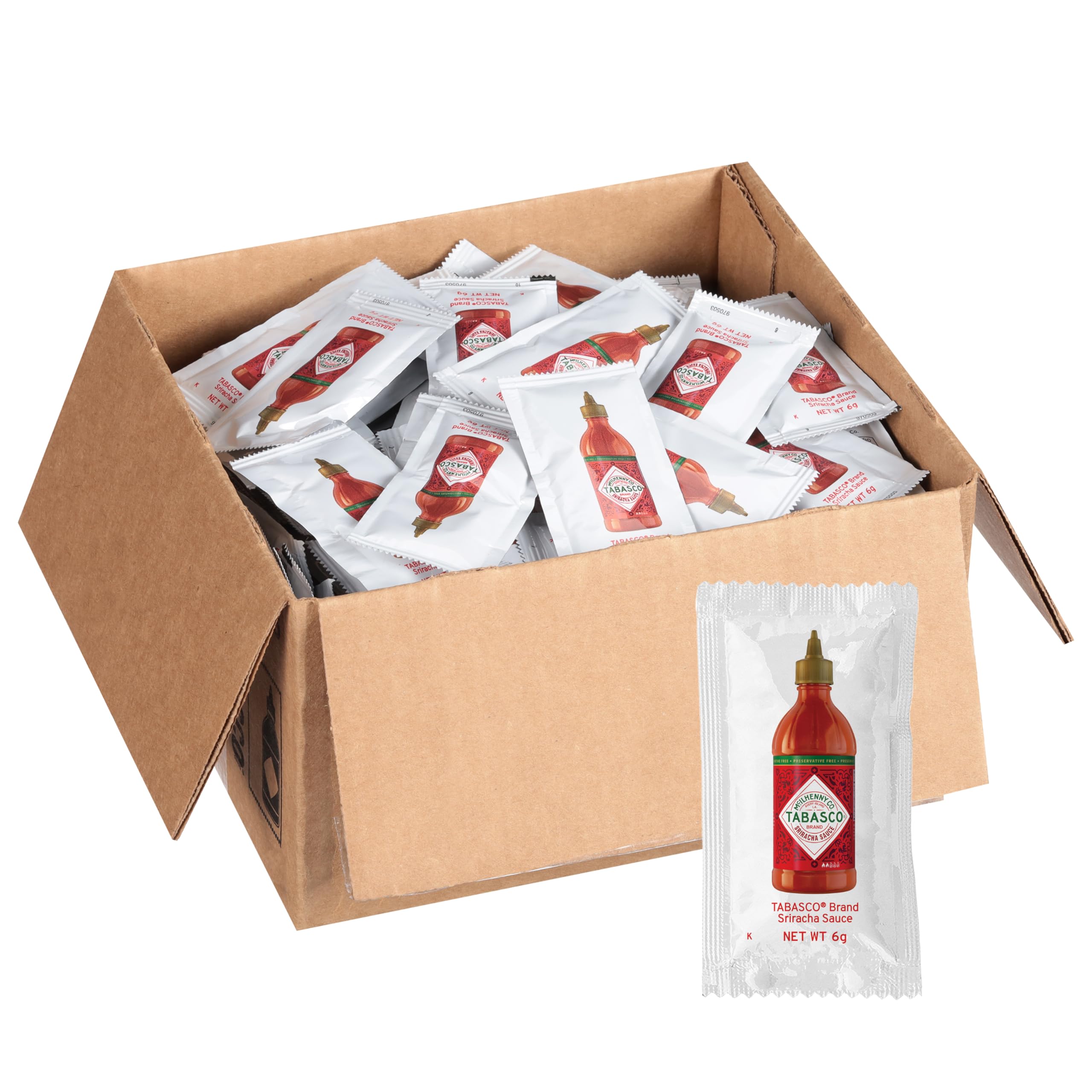 TABASCO® Sriracha Hot Sauce Packets - Medium Spicy Thai-Style Sauce with Louisiana Twist (0.2 Oz, Pack of 200) | Perfect for Stir-Fry, Teriyaki, Burgers, Tacos & On-The-Go Meals | Rich Flavor Single-Serve Hot Sauce for Restaurants, Takeout & Food Trucks